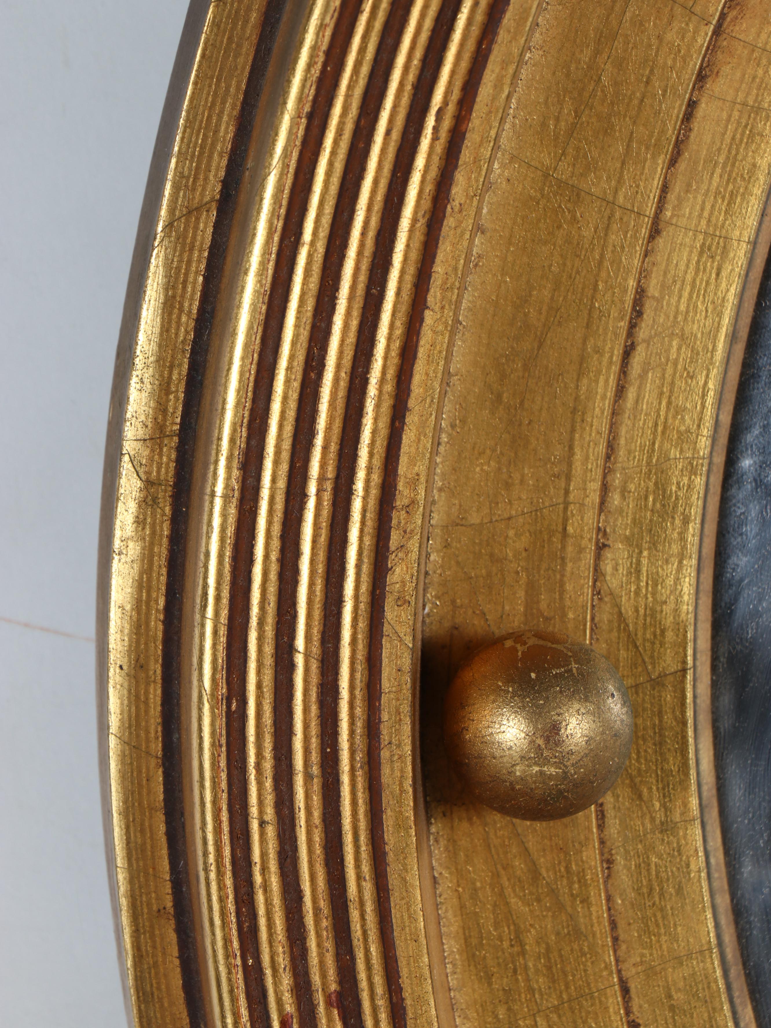 Federal Style Giltwood Wall Bullseye Convex Mirror, Mid-20th Century