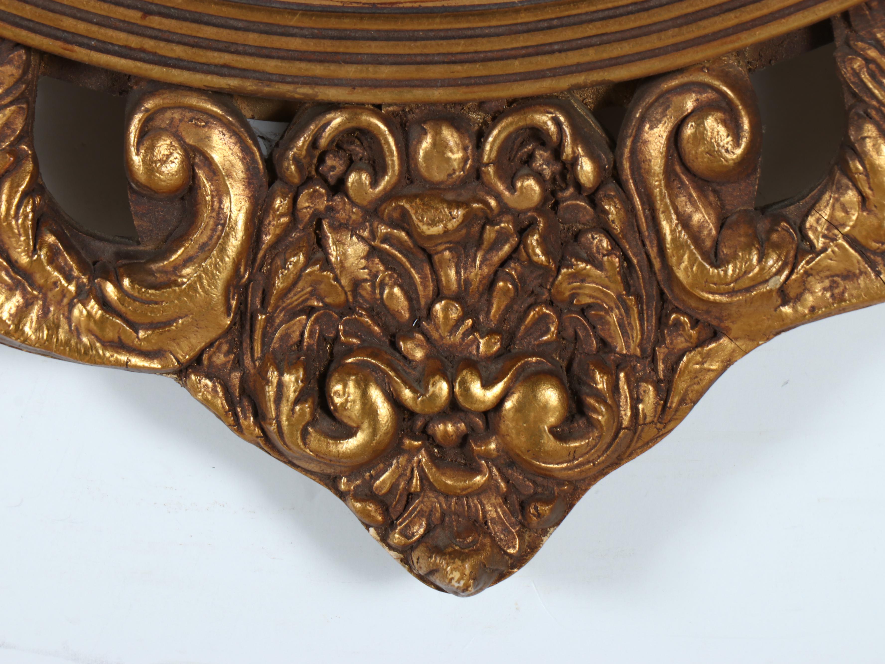 Federal Style Giltwood Wall Bullseye Convex Mirror, Mid-20th Century