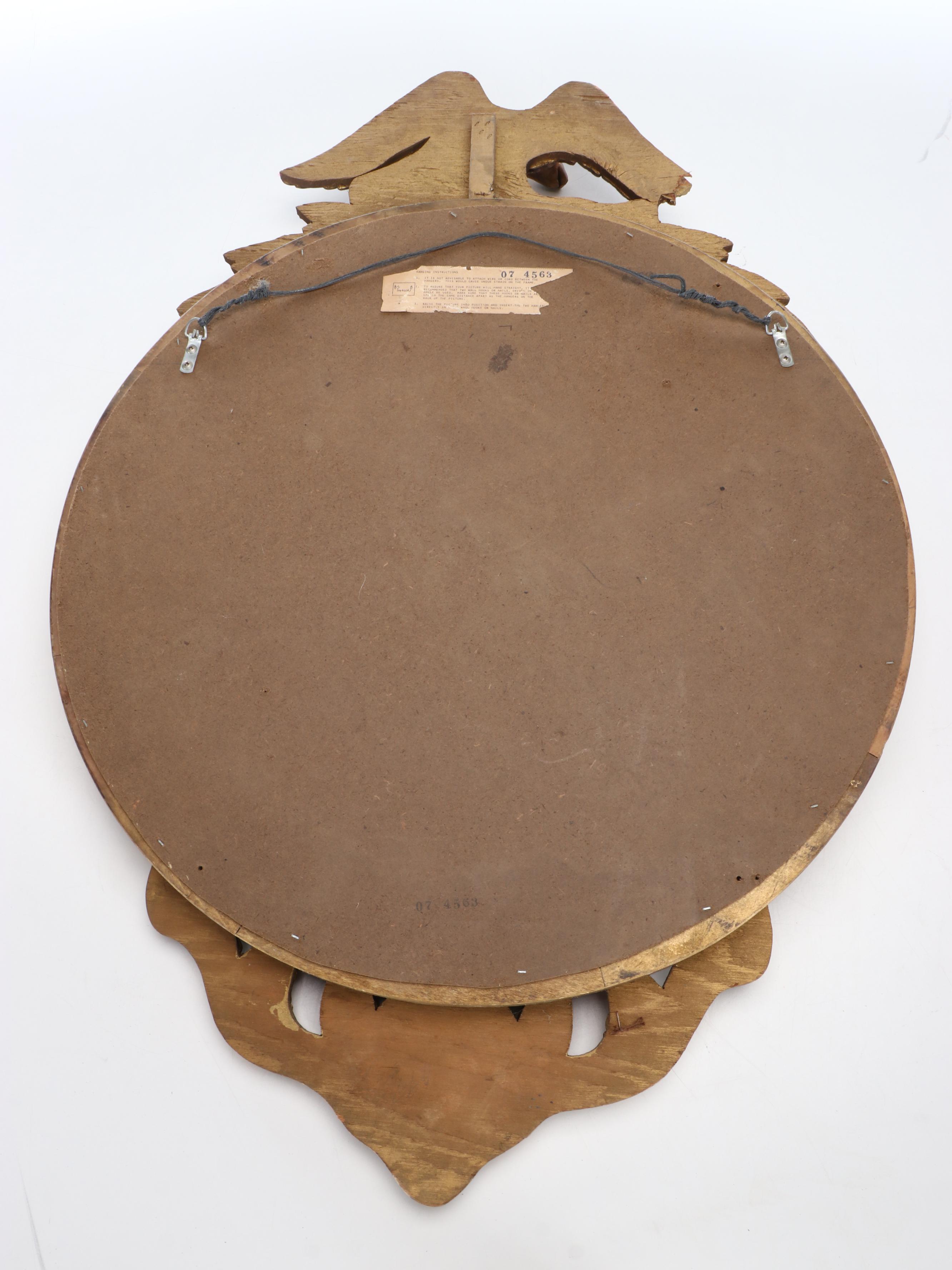 Federal Style Giltwood Wall Bullseye Convex Mirror, Mid-20th Century