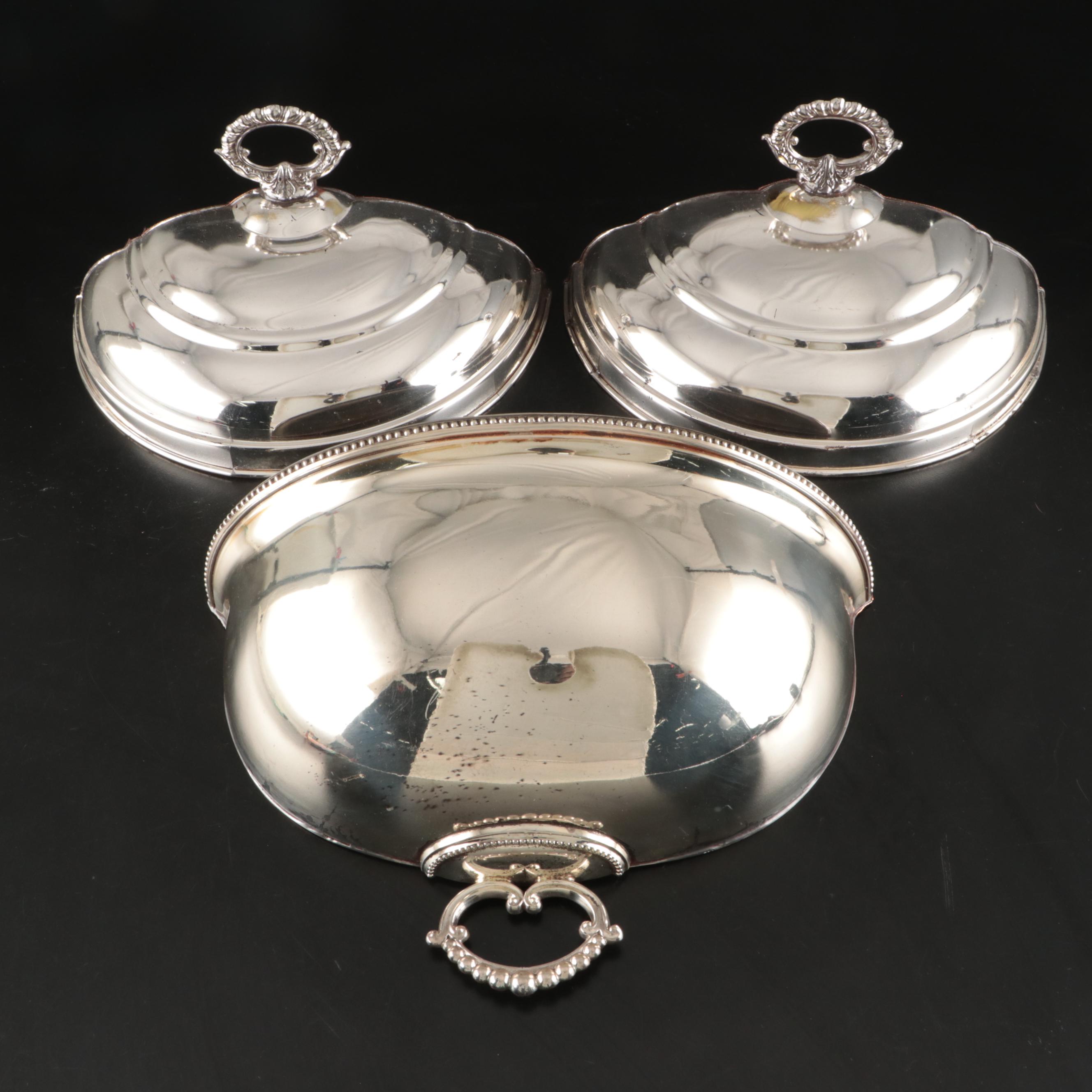 English Silver Plate Dinner Cloche Repurposed Wall Pockets