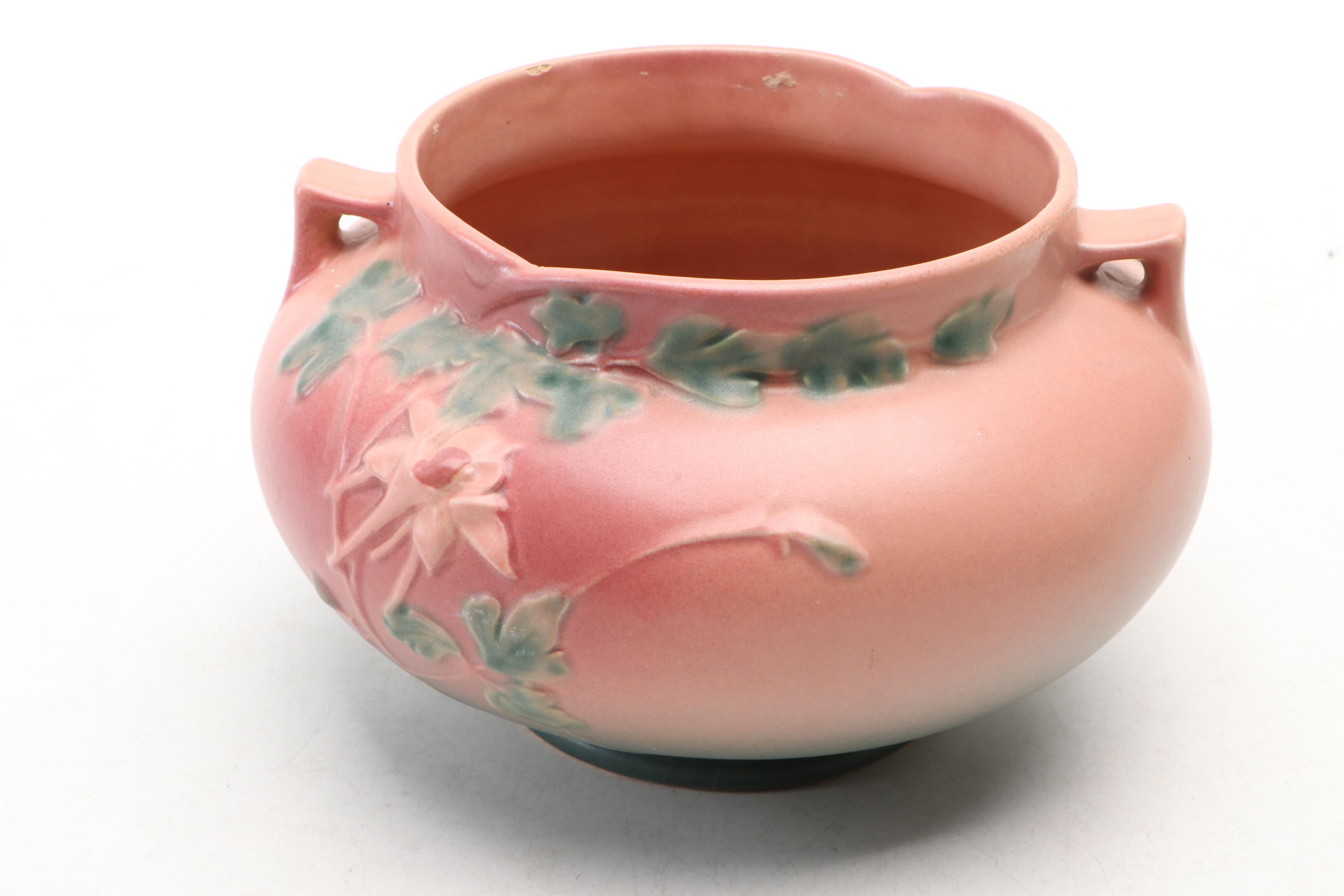 Roseville Pottery "Columbine" Jardinière with Other Planter, Mid-20th Century