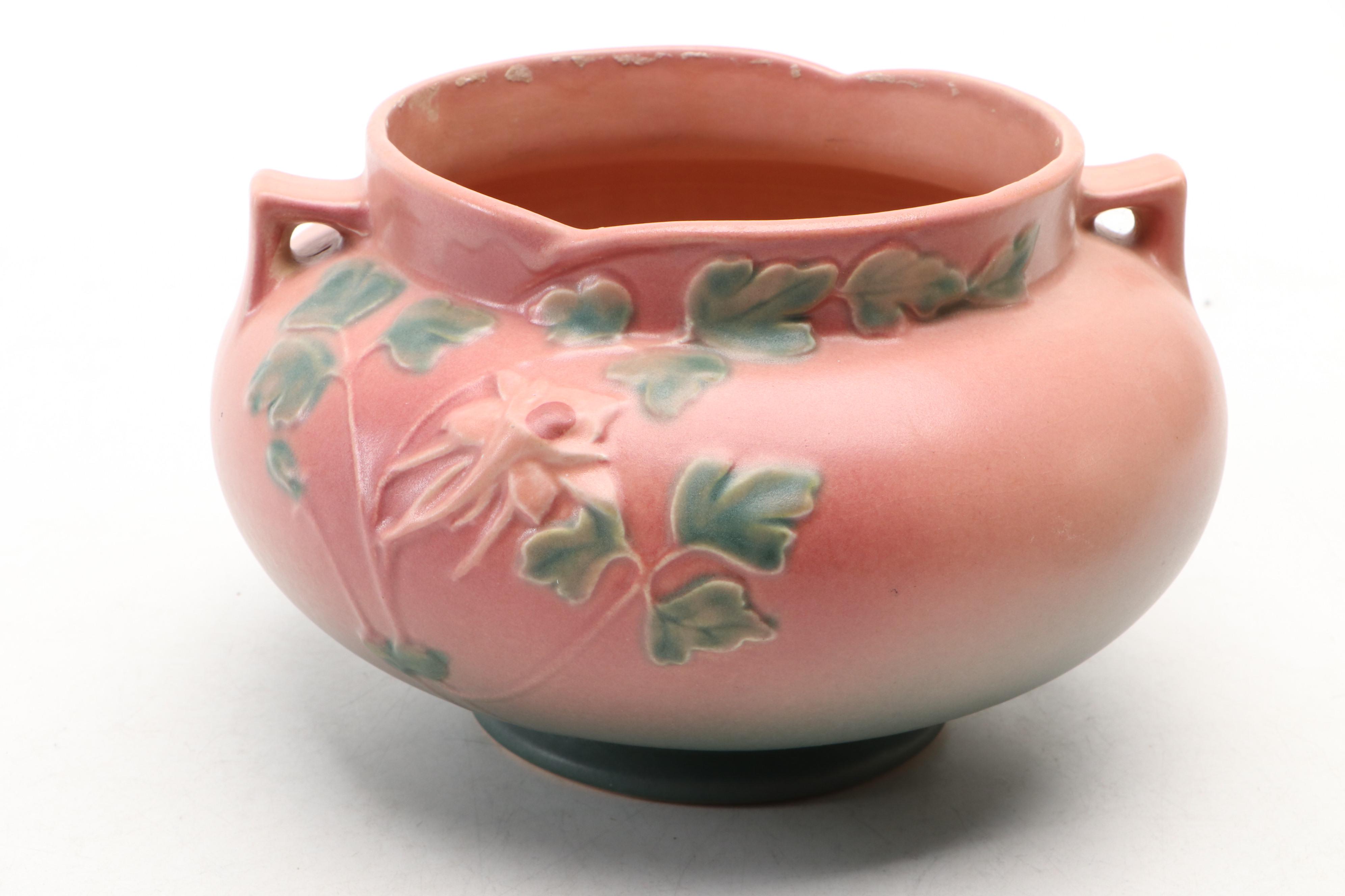 Roseville Pottery "Columbine" Jardinière with Other Planter, Mid-20th Century