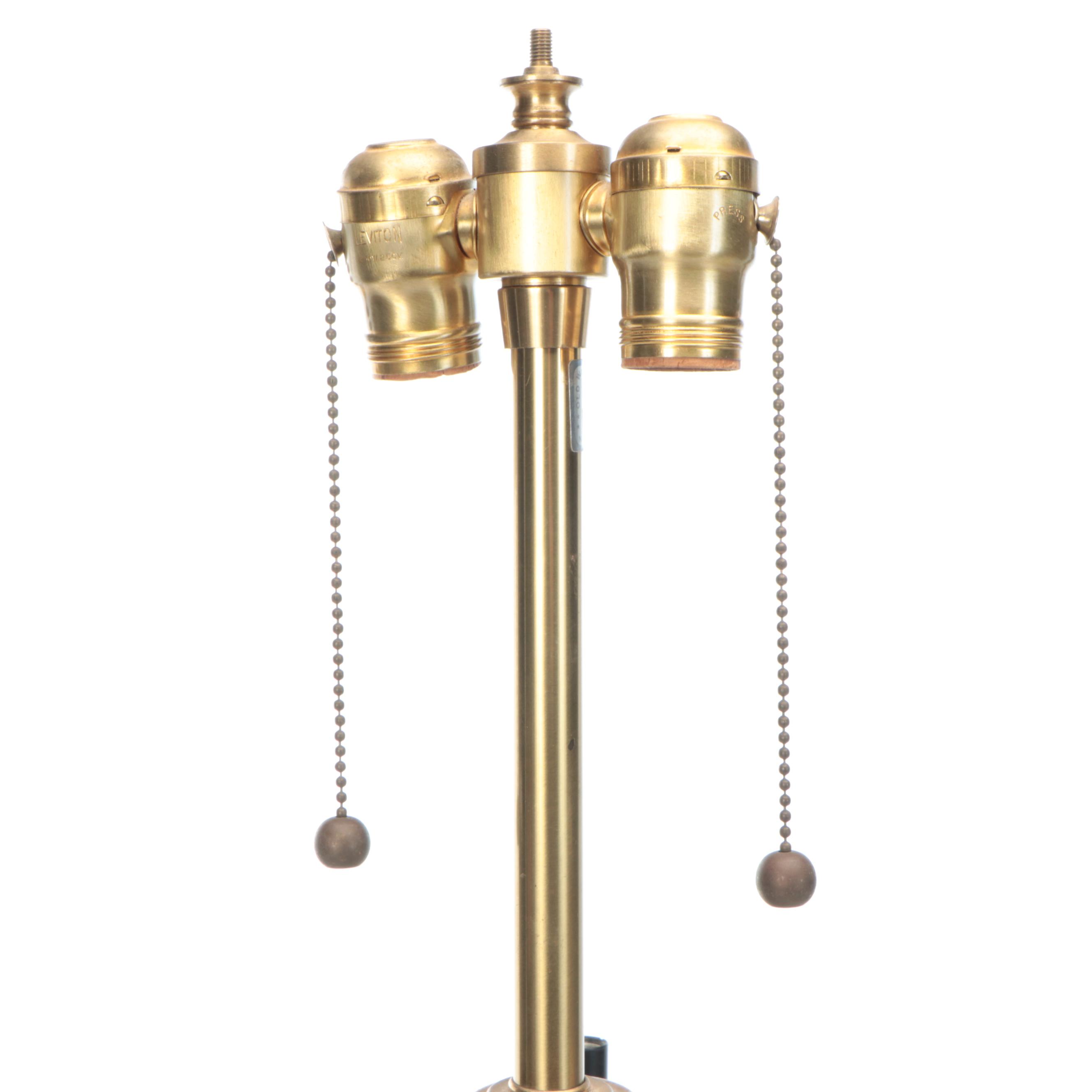 Japanese Porcelain Kutani Ginger Jar Lamp with Brass Fittings and Base