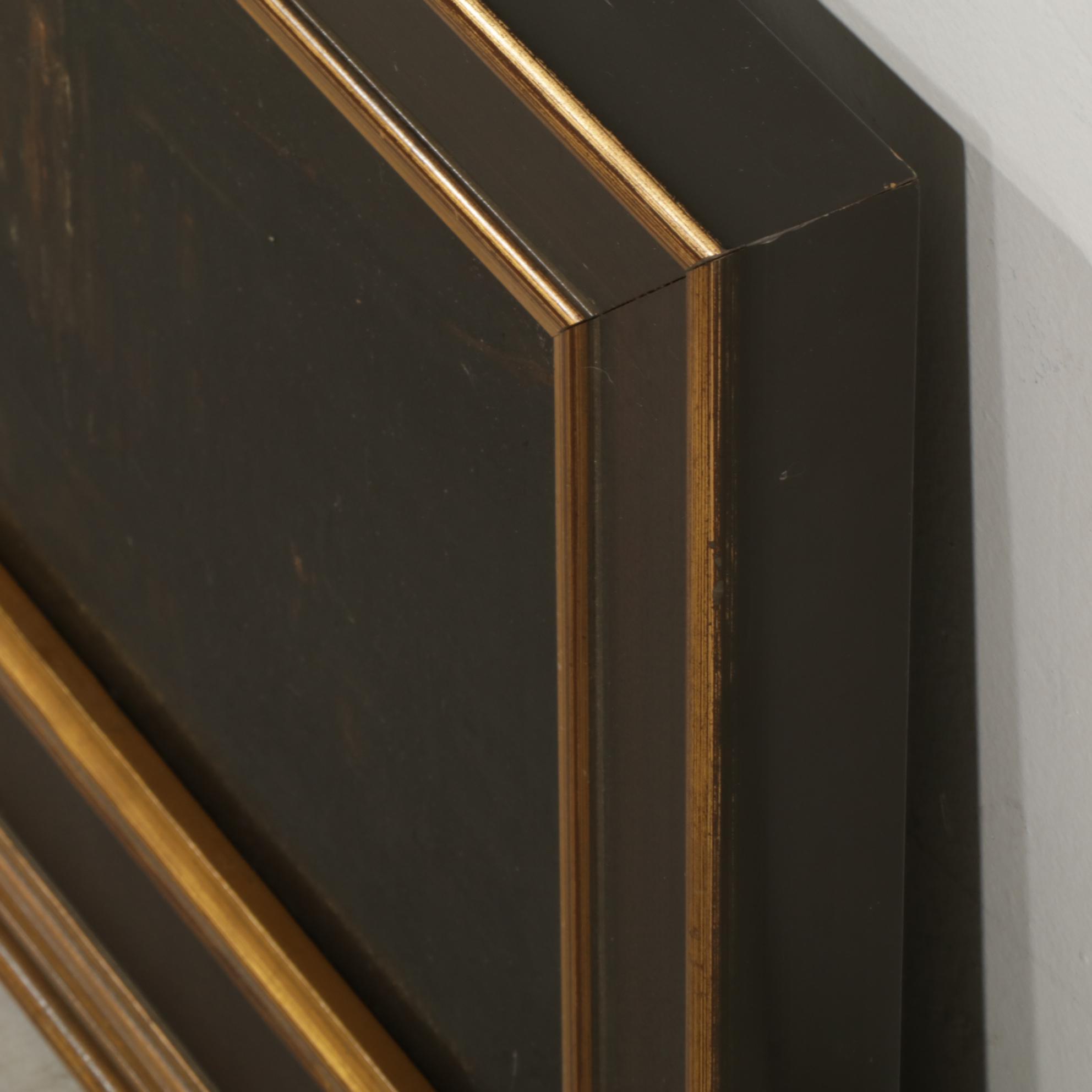 Edward Elliot Brutalist Night Cityscape Oil Painting, Mid 20th Century