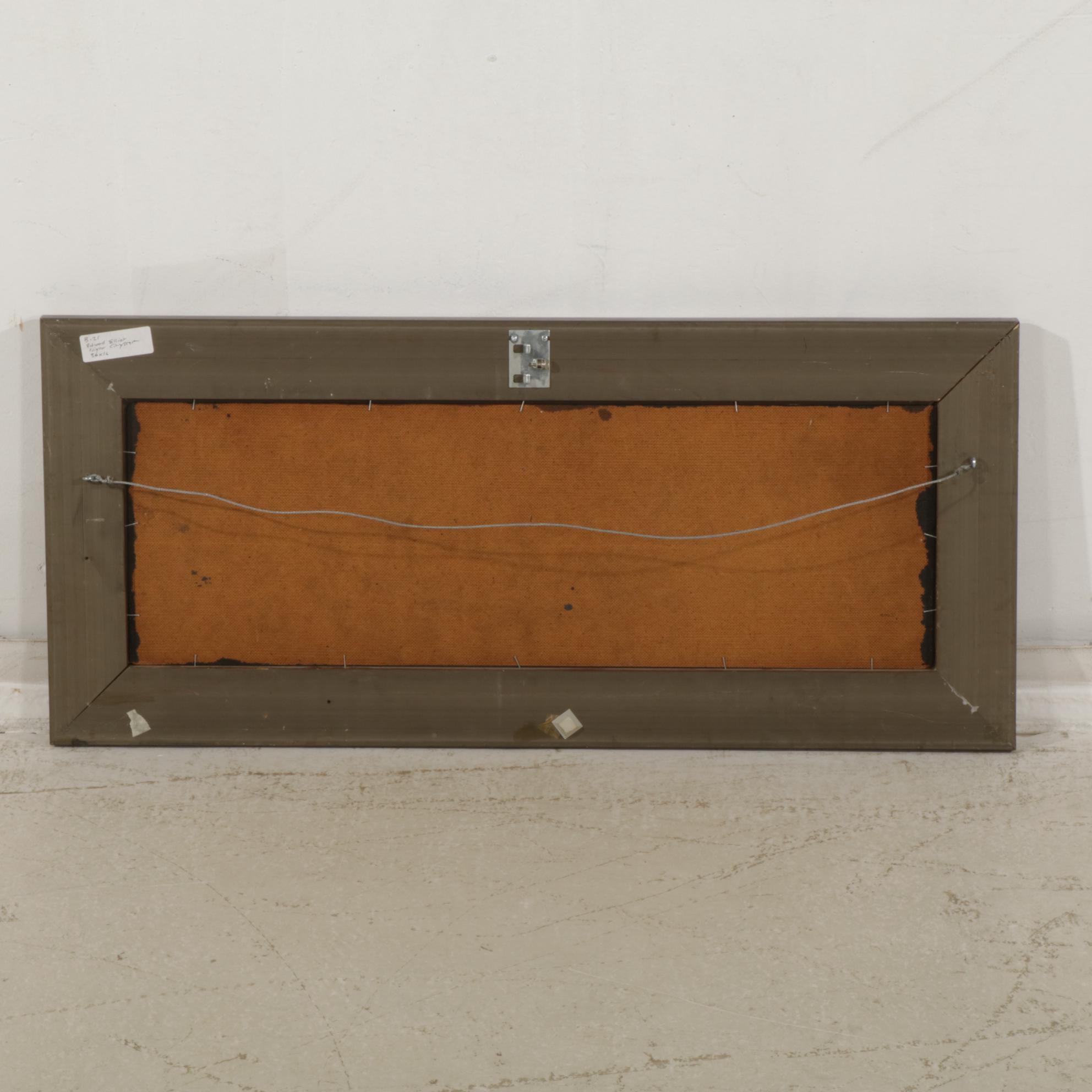 Edward Elliot Brutalist Night Cityscape Oil Painting, Mid 20th Century