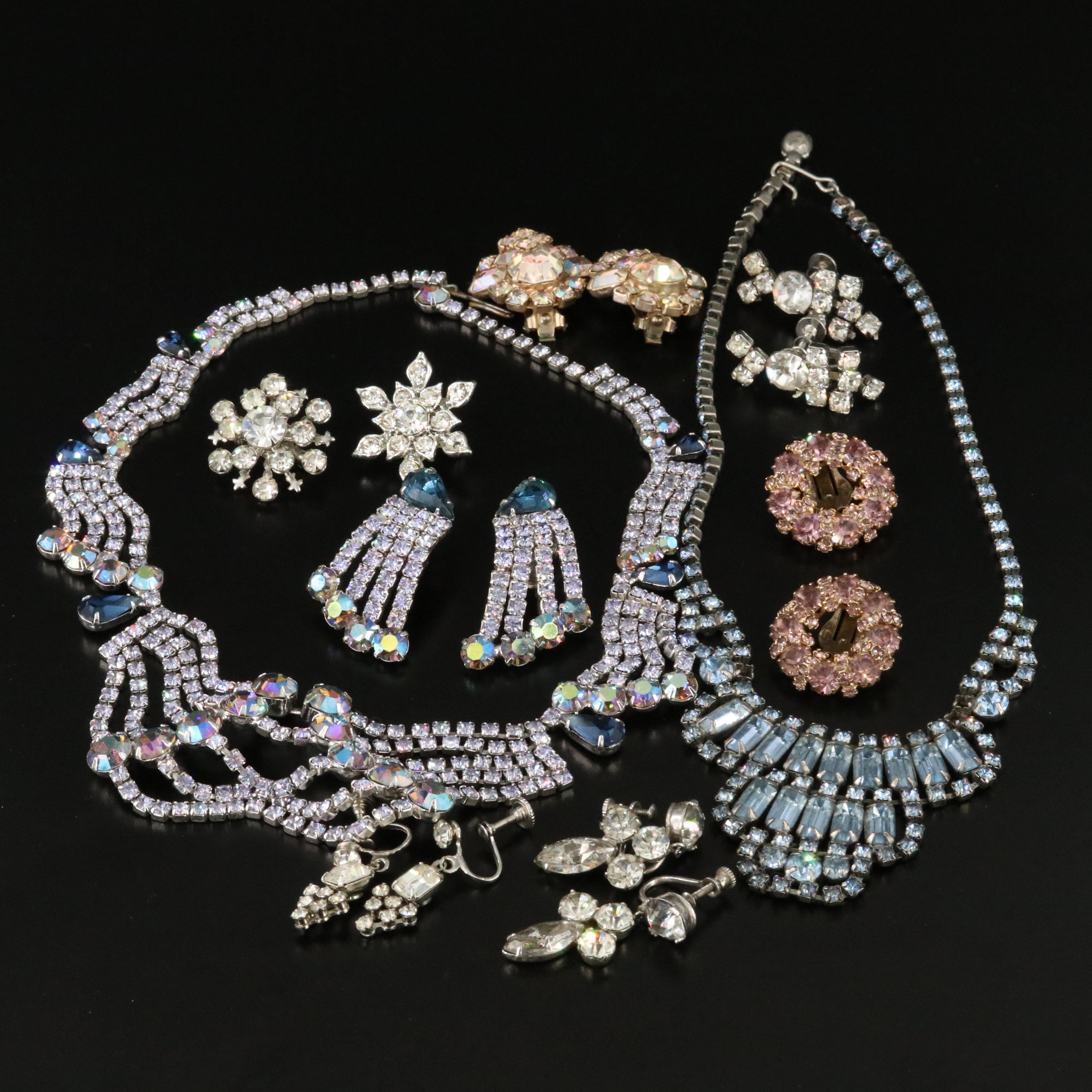 Vintage Rhinestone Necklaces, Earrings and Pins