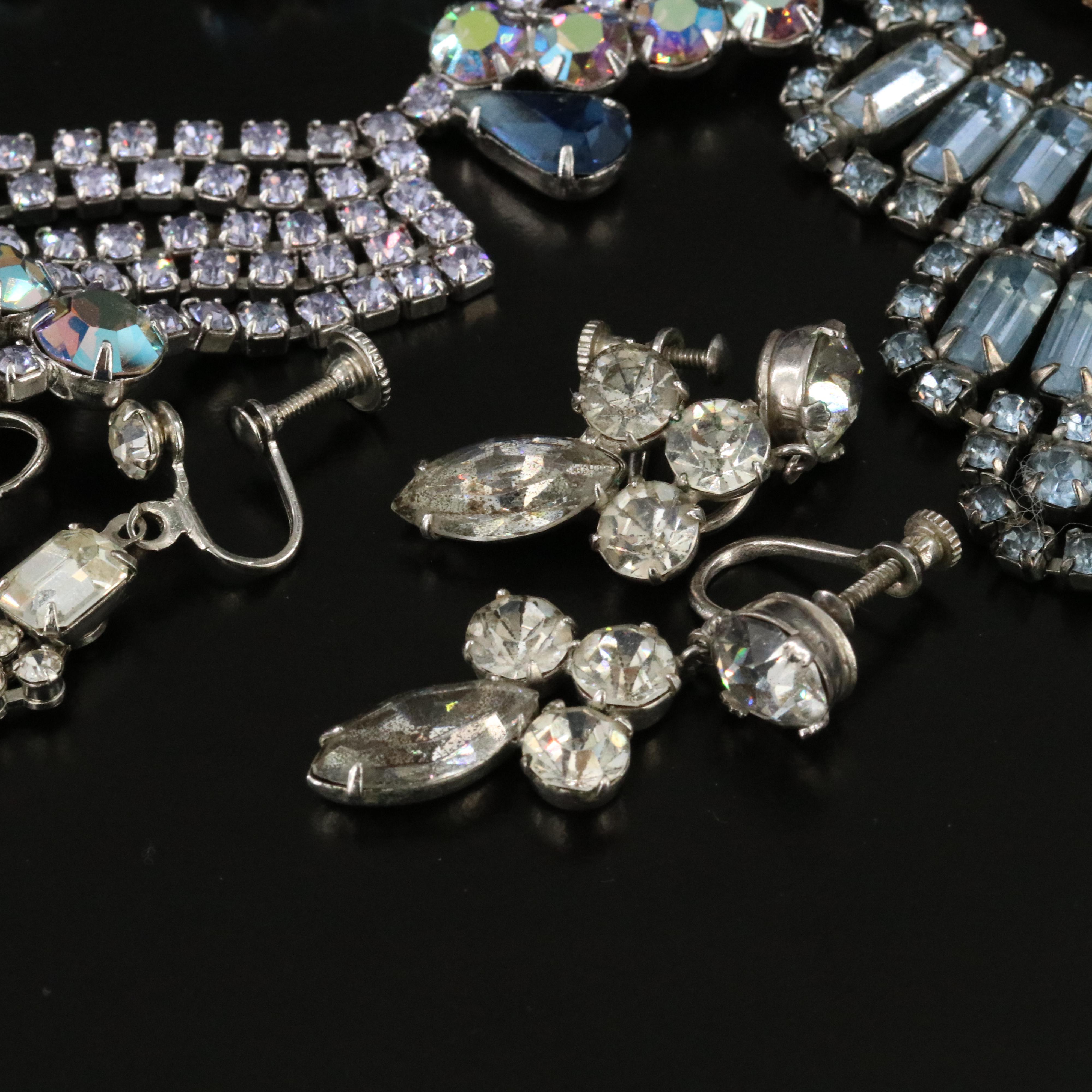 Vintage Rhinestone Necklaces, Earrings and Pins