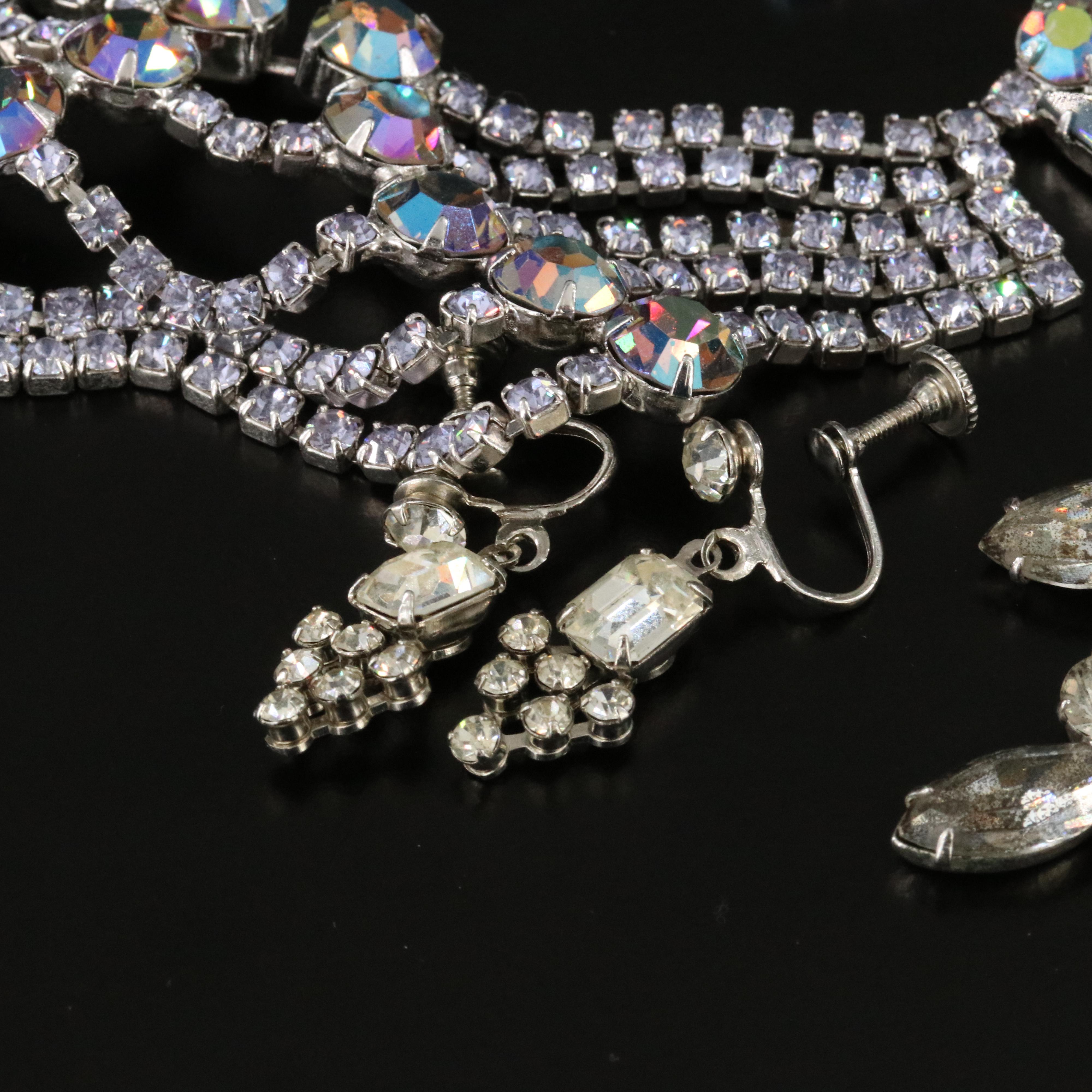 Vintage Rhinestone Necklaces, Earrings and Pins