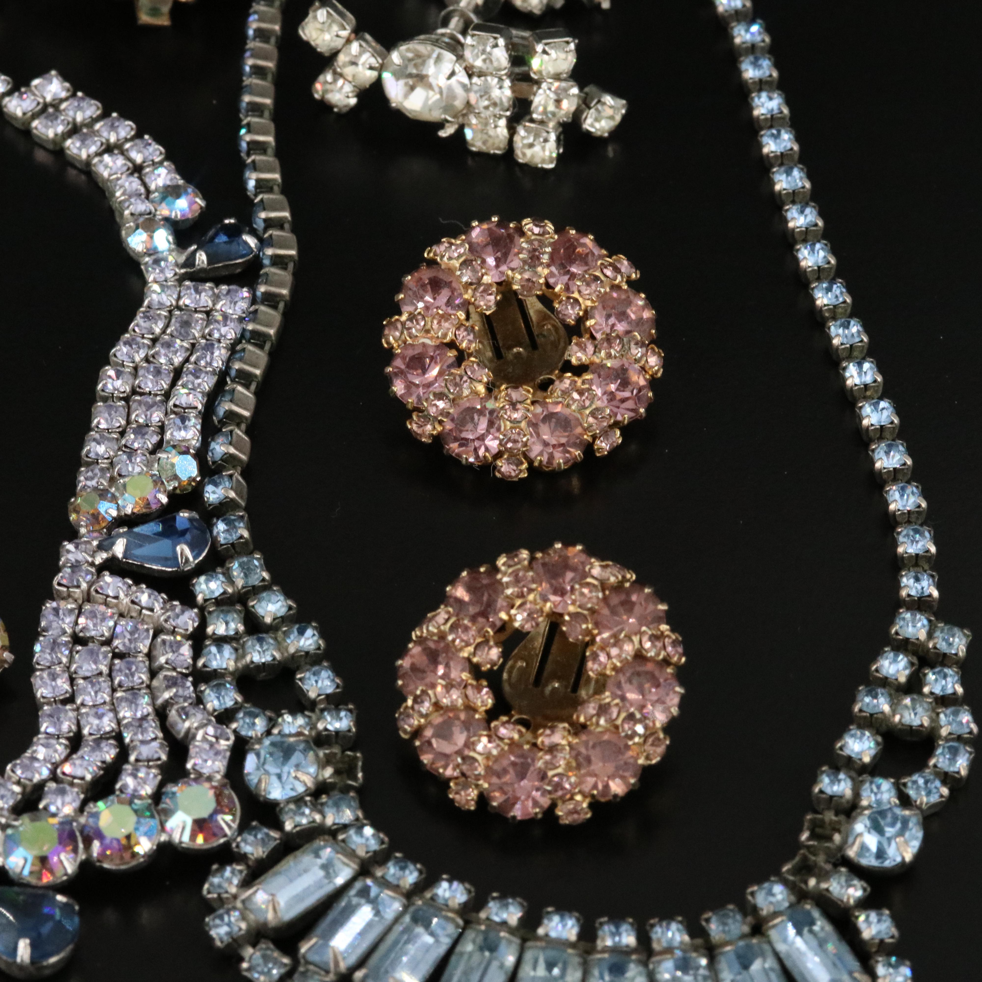 Vintage Rhinestone Necklaces, Earrings and Pins