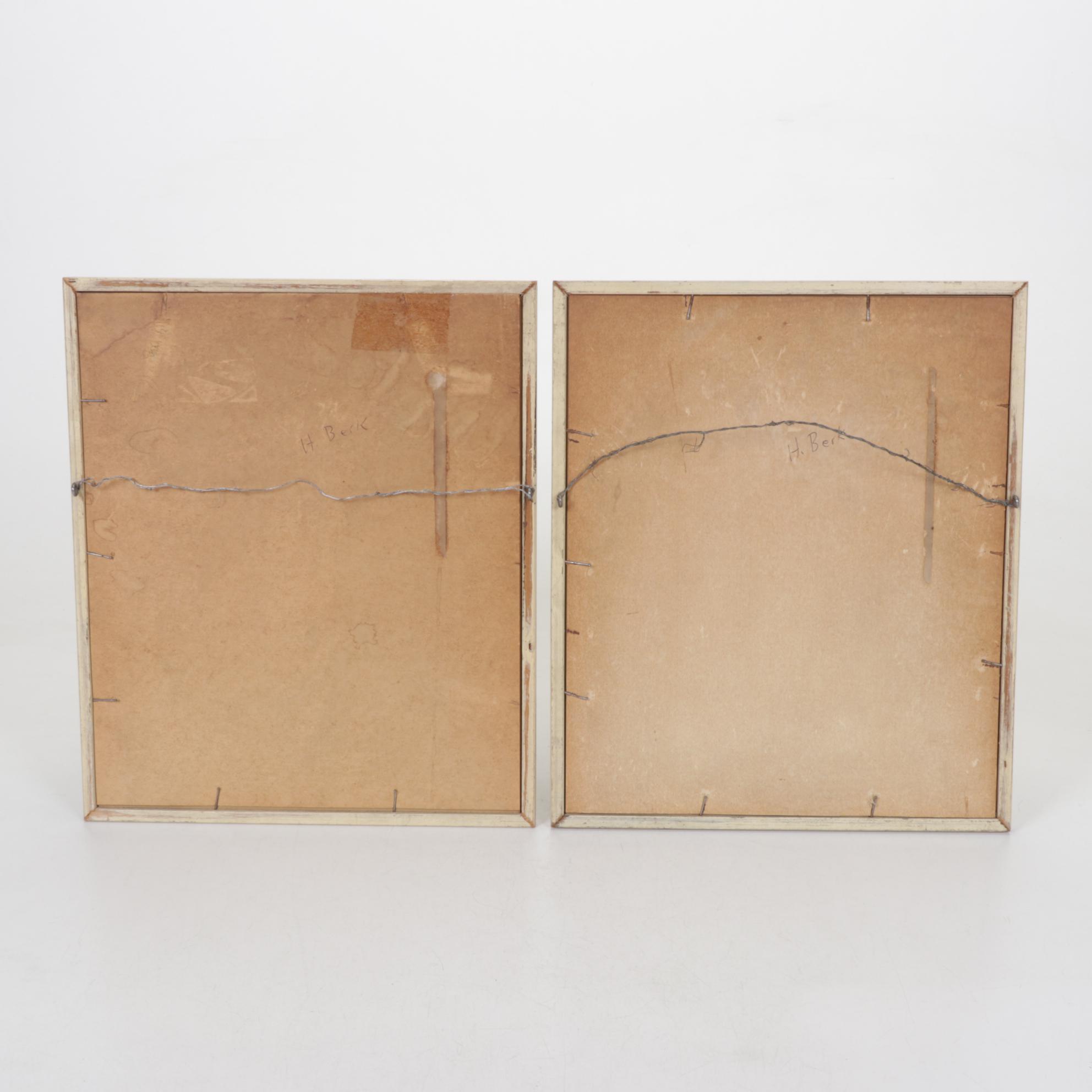 Pair of Framed Floral Watercolors, Mid-20th Century