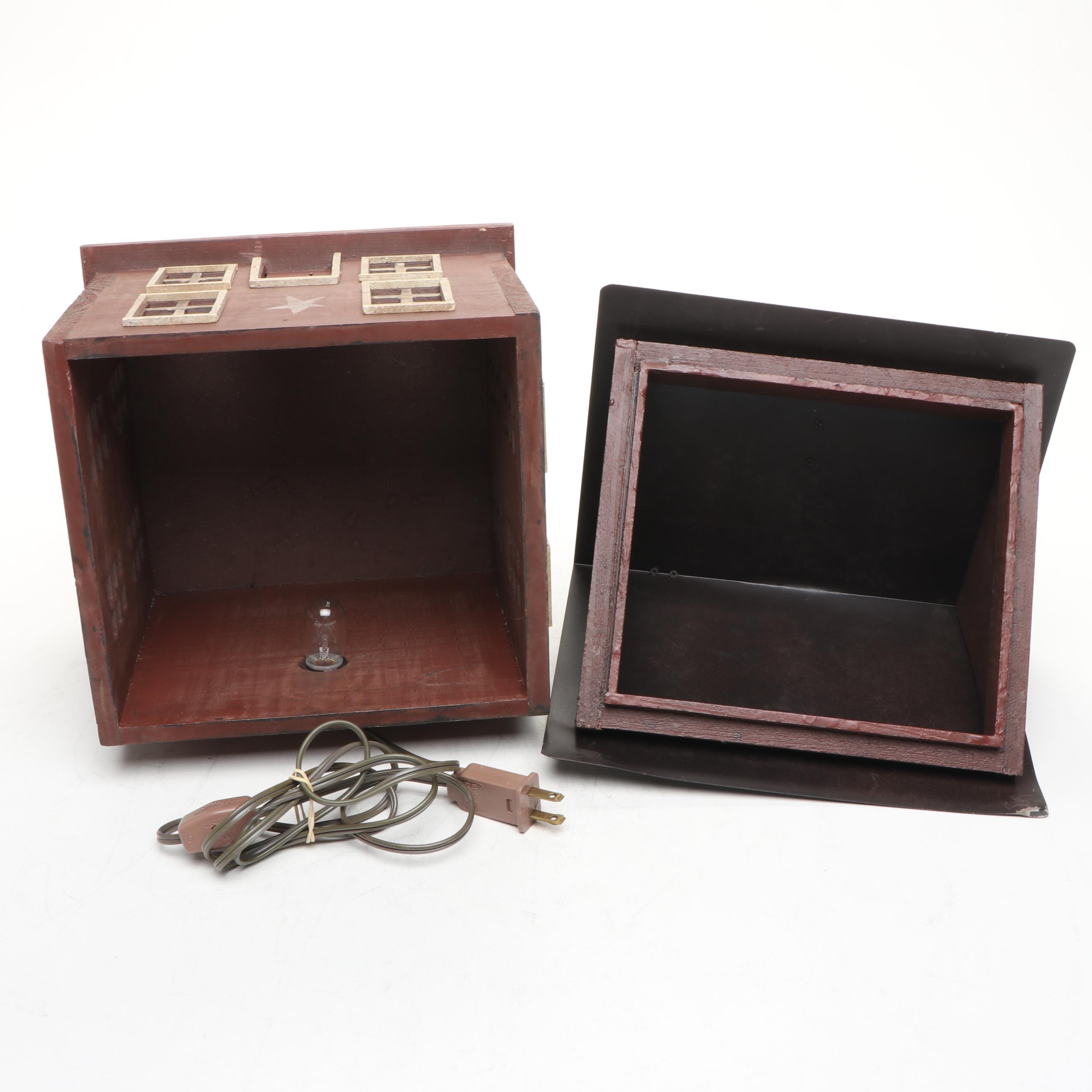 Colonial Style Wood and Metal House Novelty Lamp