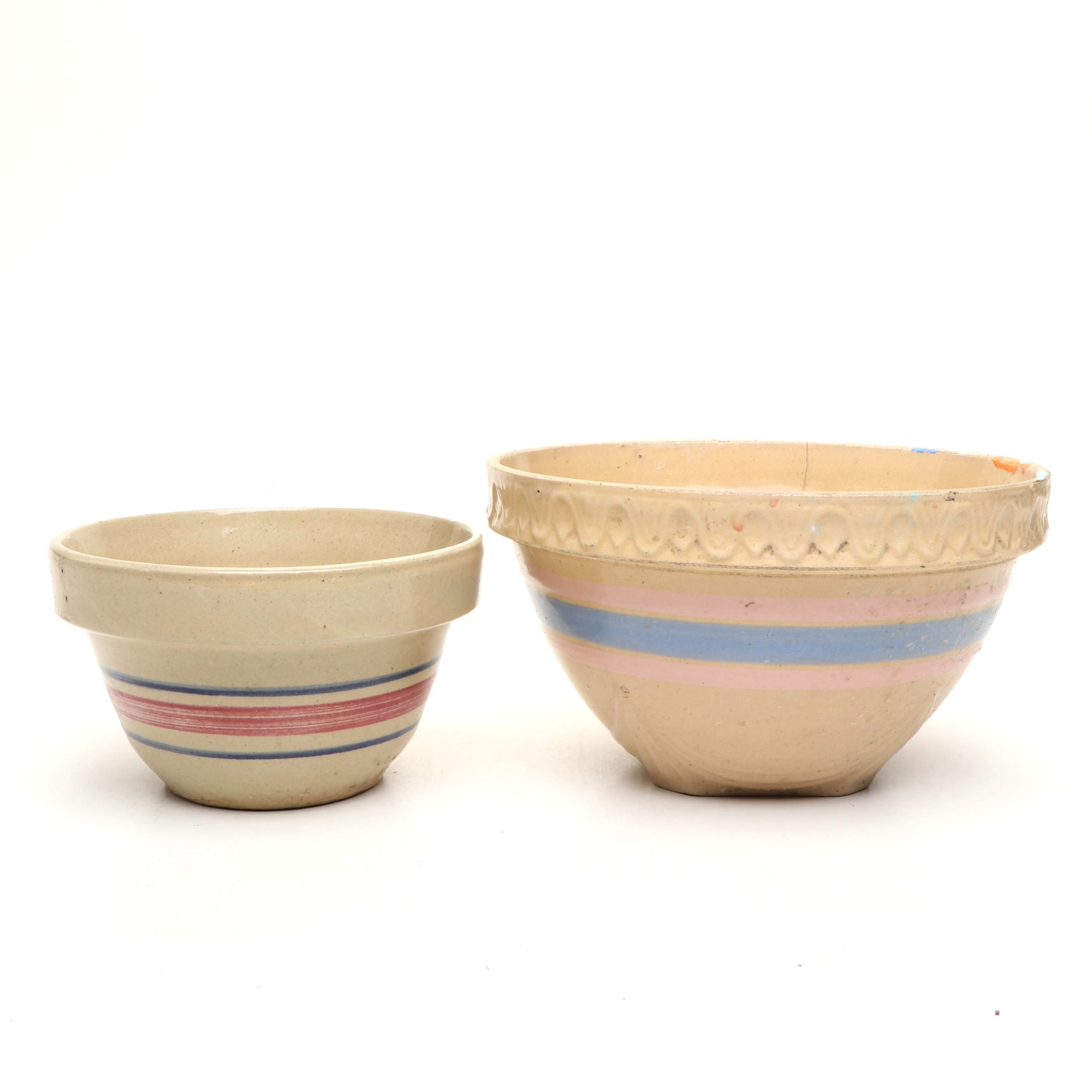 Robinson Ransbottom and Other Banded Stoneware Mixing Bowl, Early to Mid-20th C.