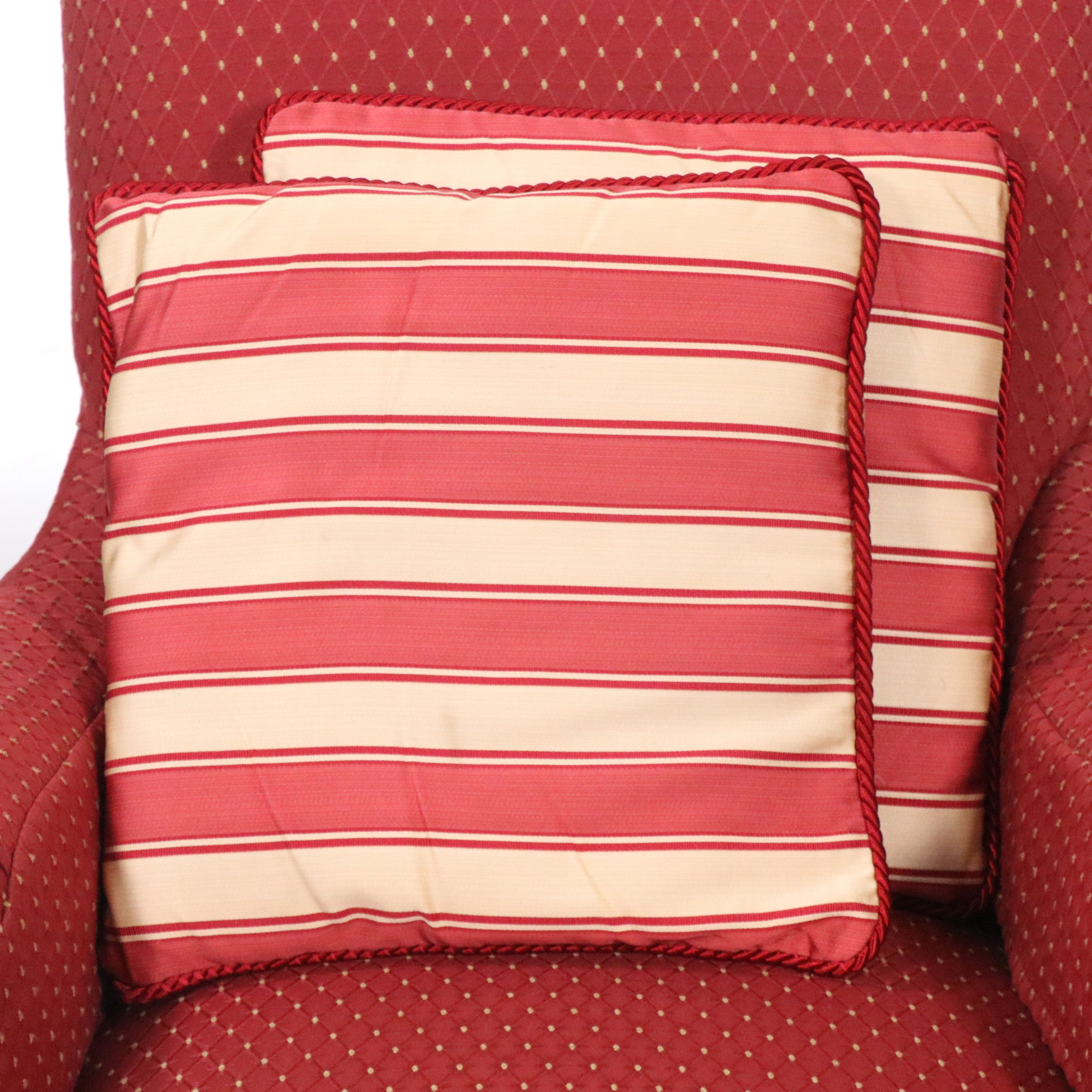 Pair of Napoleon III Style Red Armchairs with Ottomans