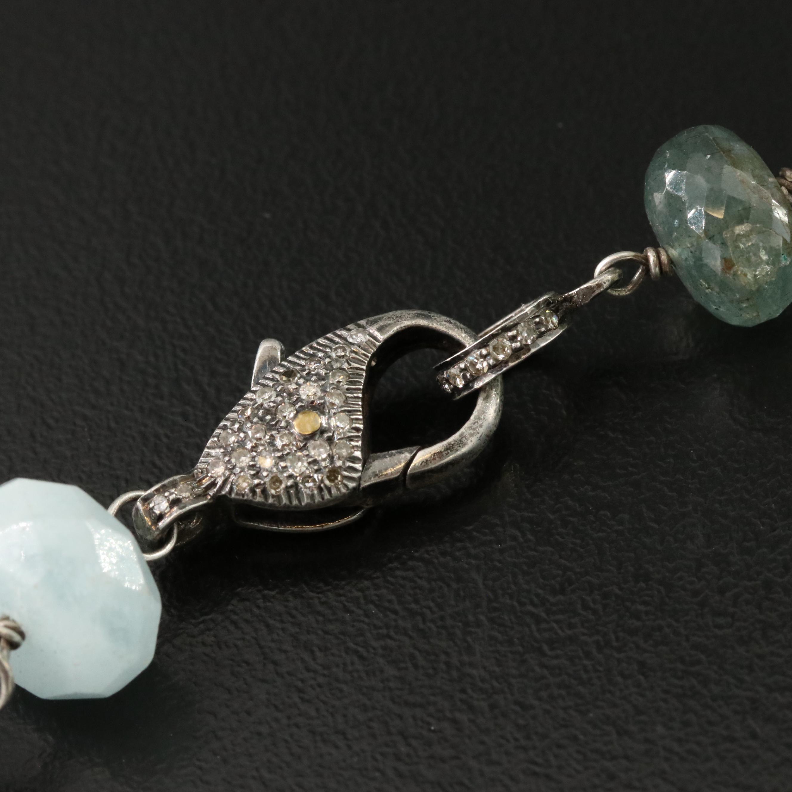 Sterling Gemstone Necklace Including Kyanite & Diamond Attributed to Sheryl Lowe