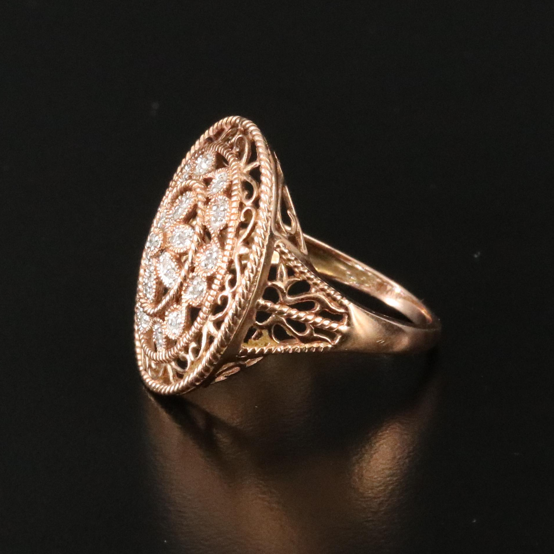 14K 0.12 CTW Diamond Rose Gold Filigree Ring