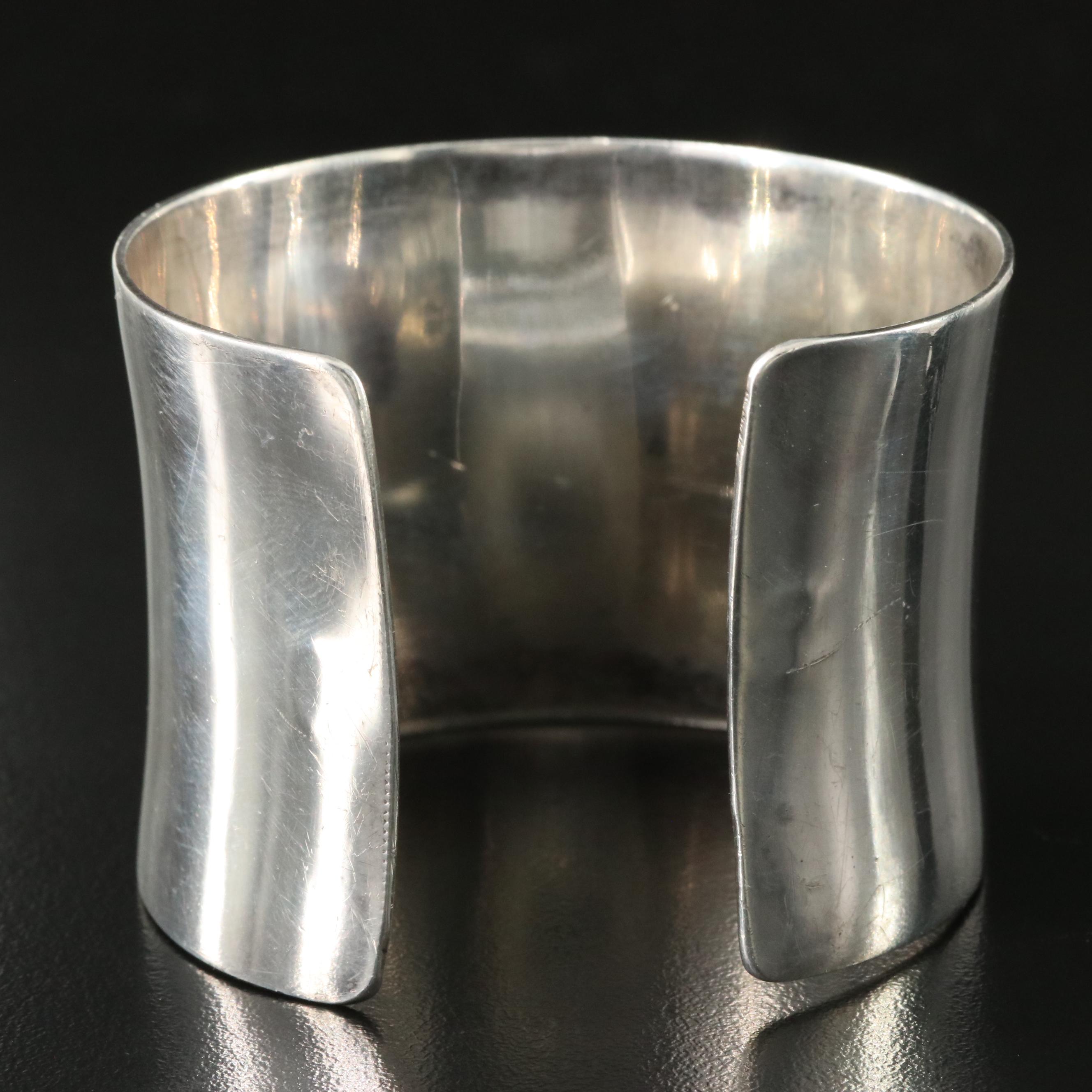 Southwestern Signed Sterling Shadowbox Cuff Bracelet