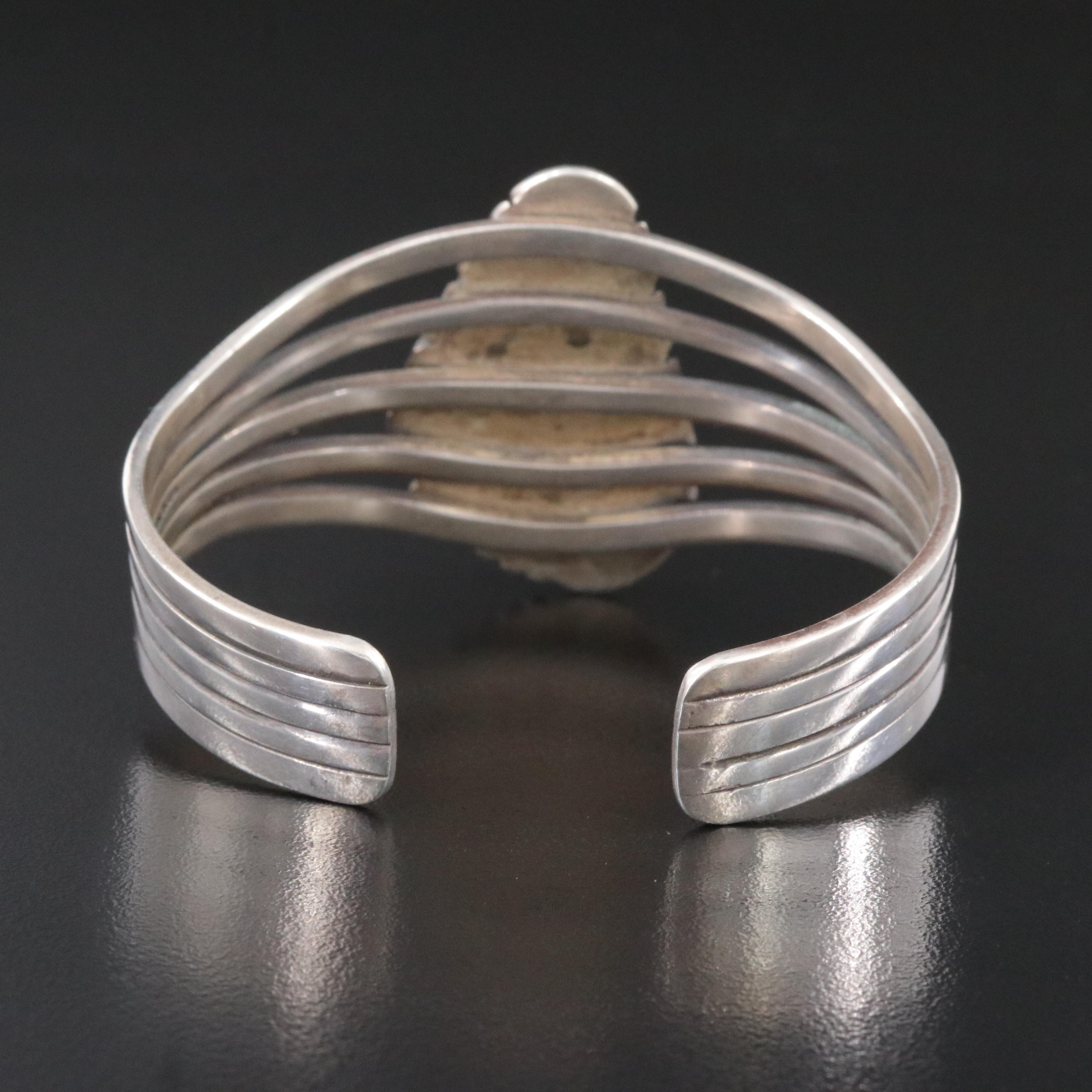 Southwestern Sterling Turquoise Tapered Cuff Bracelet