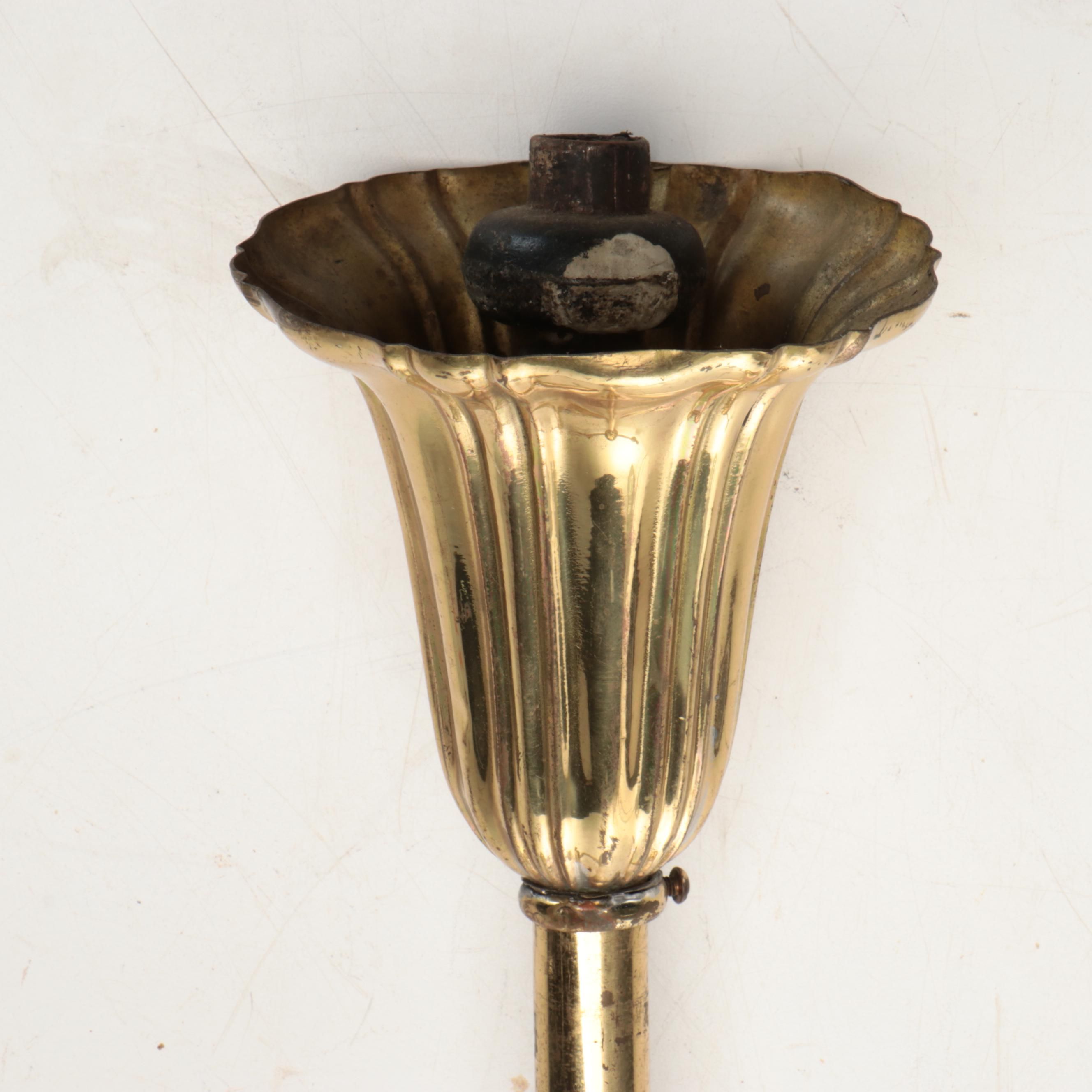 Late Victorian Style Brass Linear Double-Arm Pendant Light