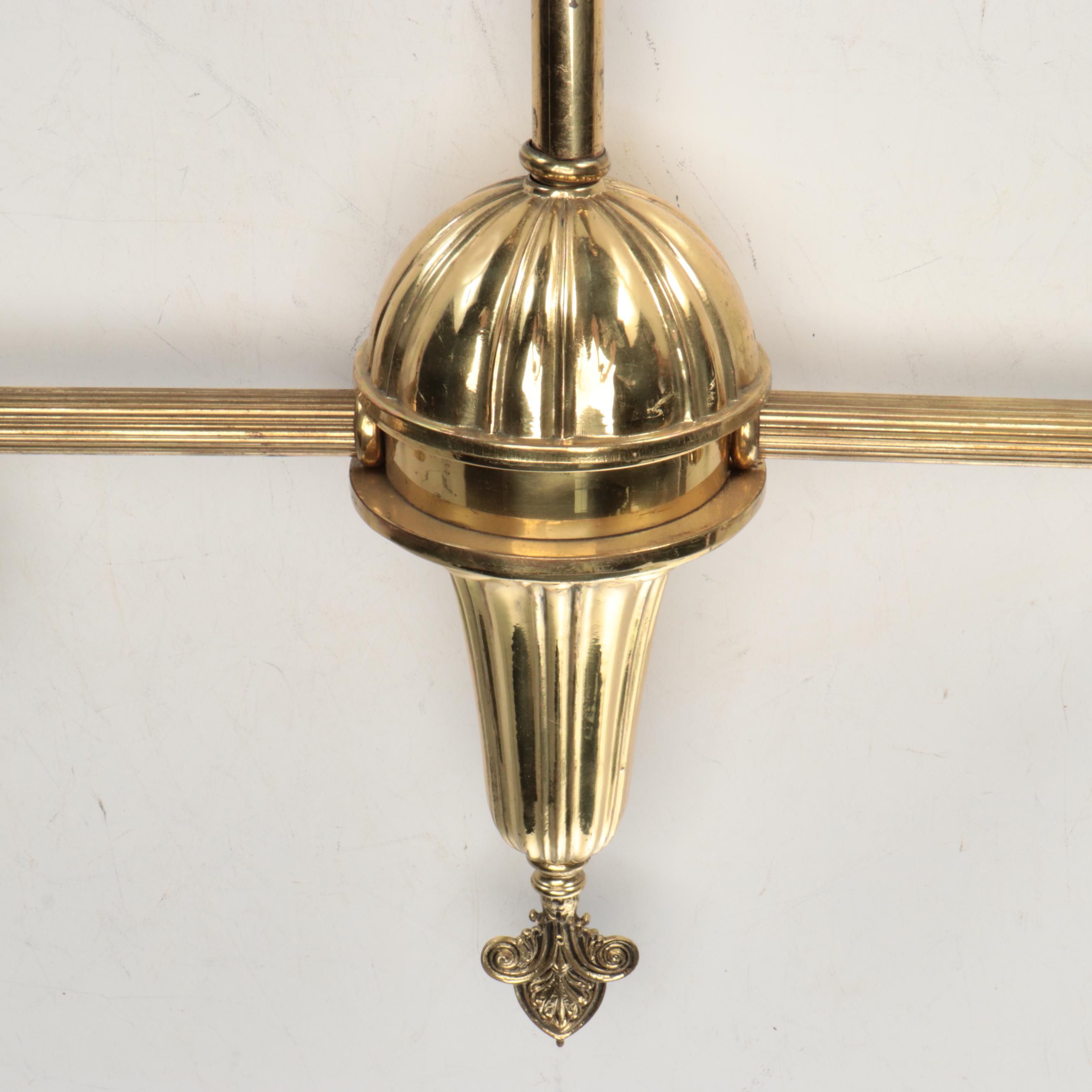 Late Victorian Style Brass Linear Double-Arm Pendant Light