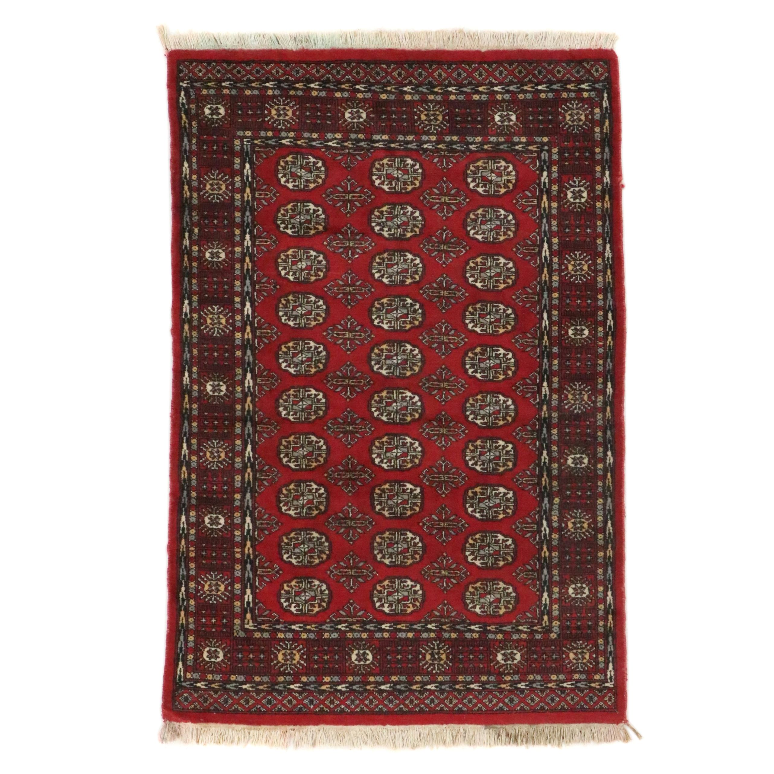 4'1 x 6'5 Hand-Knotted Pakistani Bokhara Area Rug