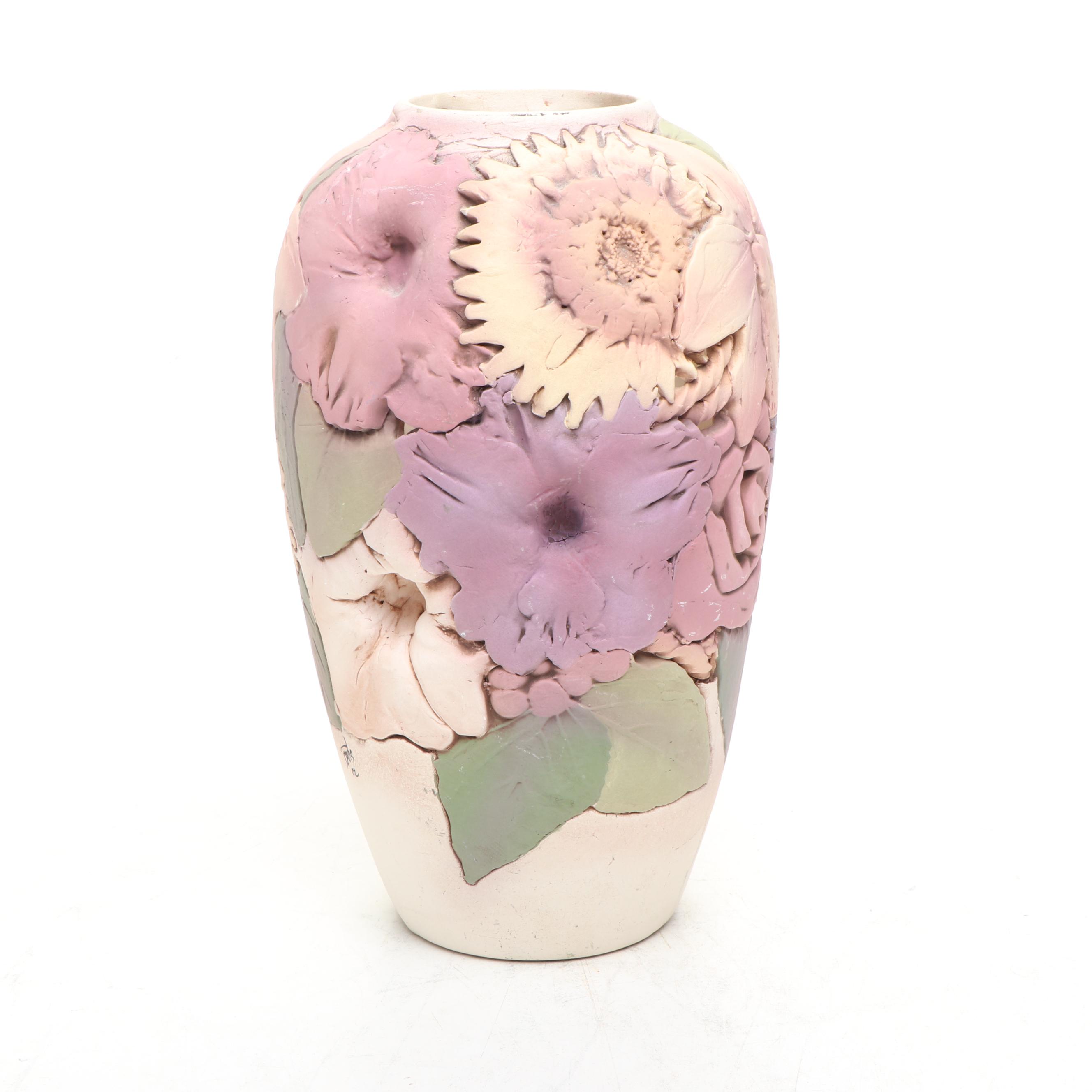 John Davis Handmade Floral Perforated Ceramic Vase, 2002