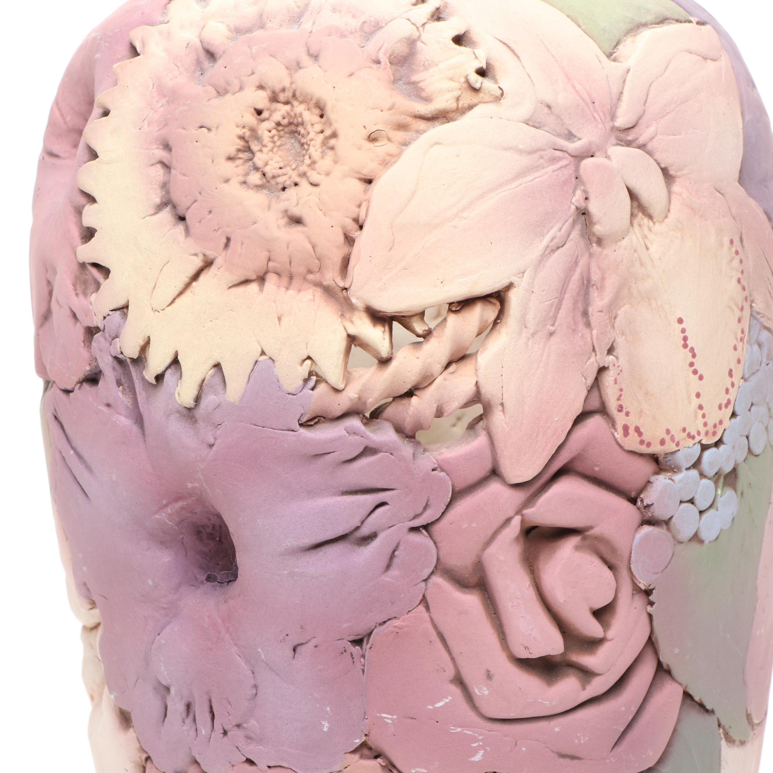 John Davis Handmade Floral Perforated Ceramic Vase, 2002