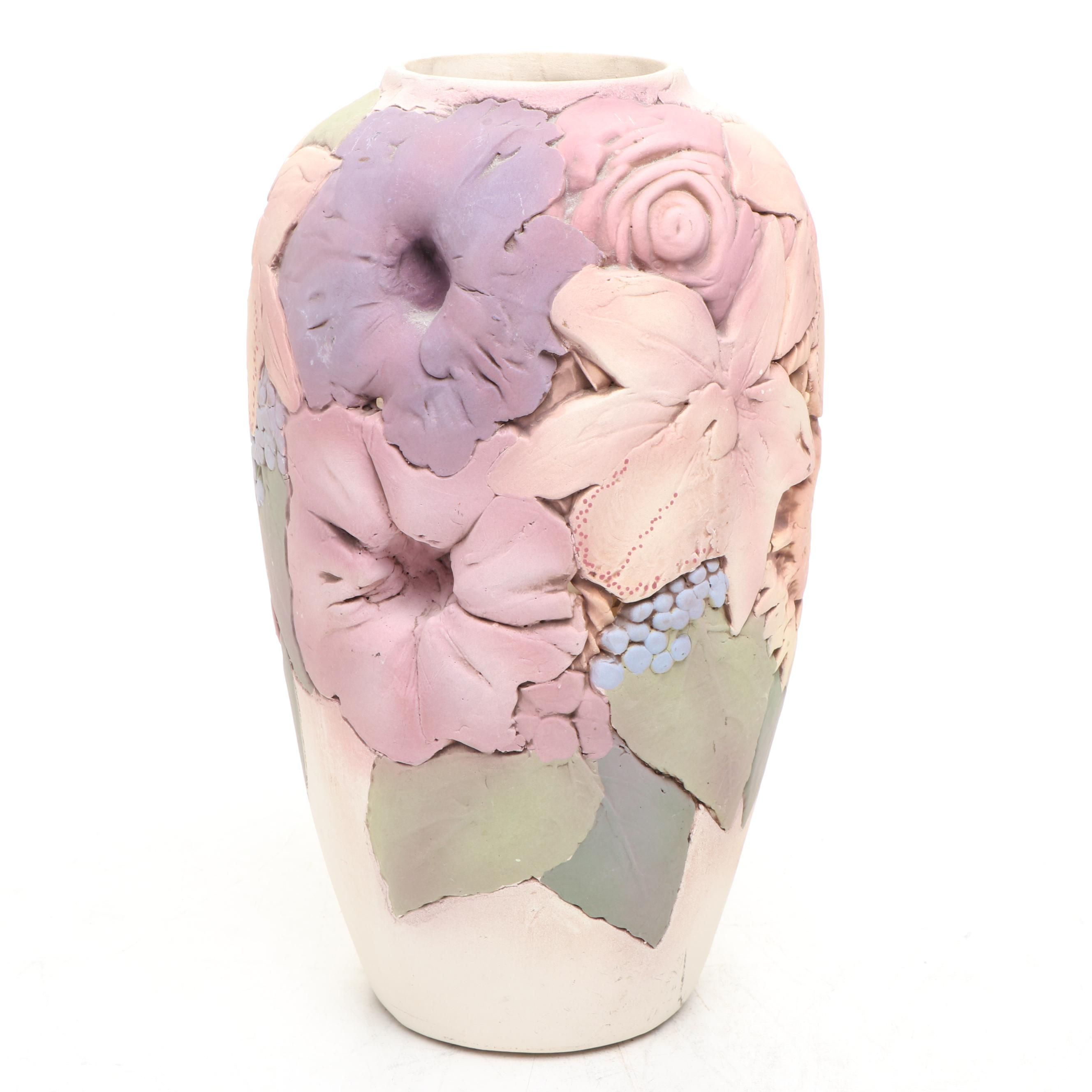 John Davis Handmade Floral Perforated Ceramic Vase, 2002