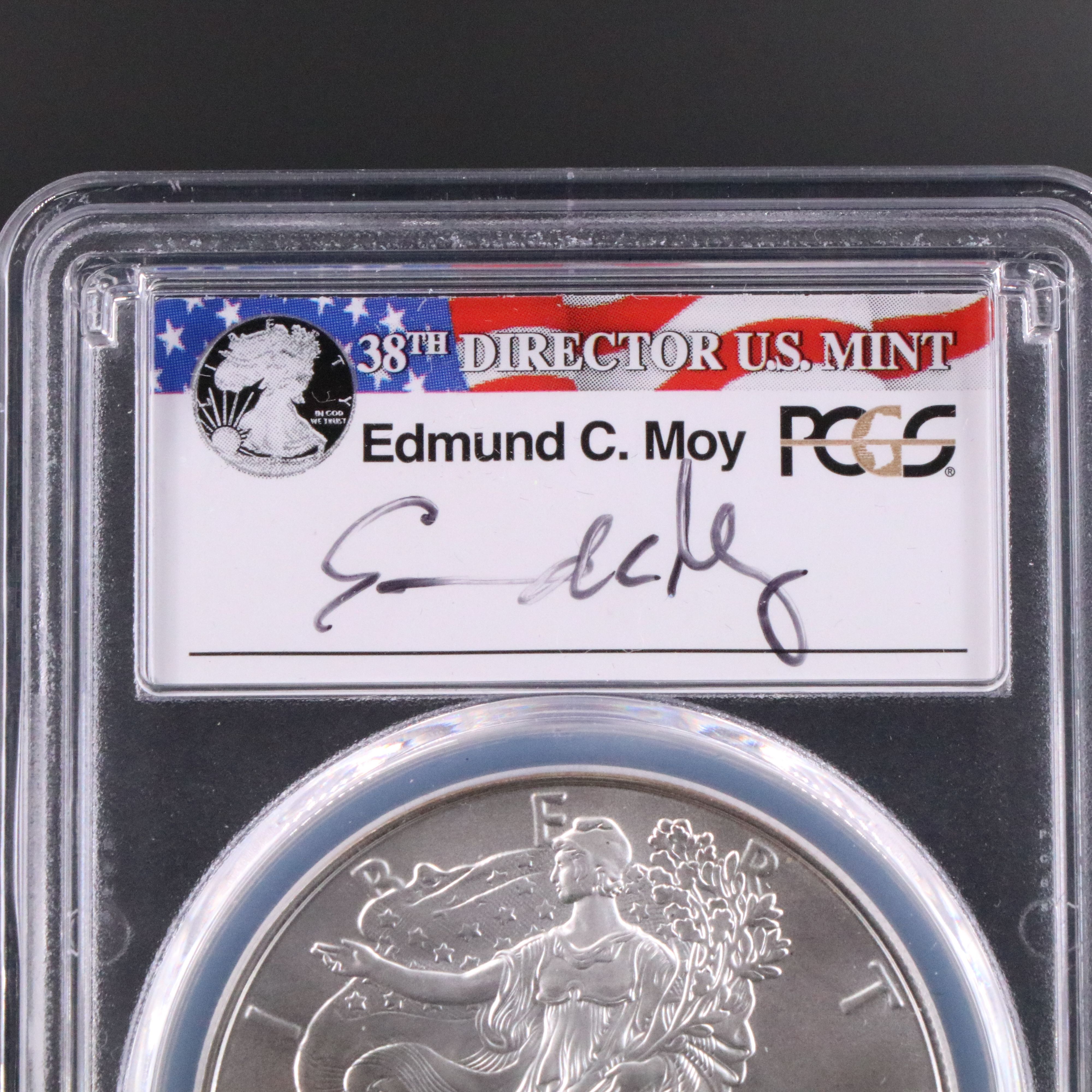 PCGS Graded MS70 2016 American Silver Eagle, Signed Slab Label