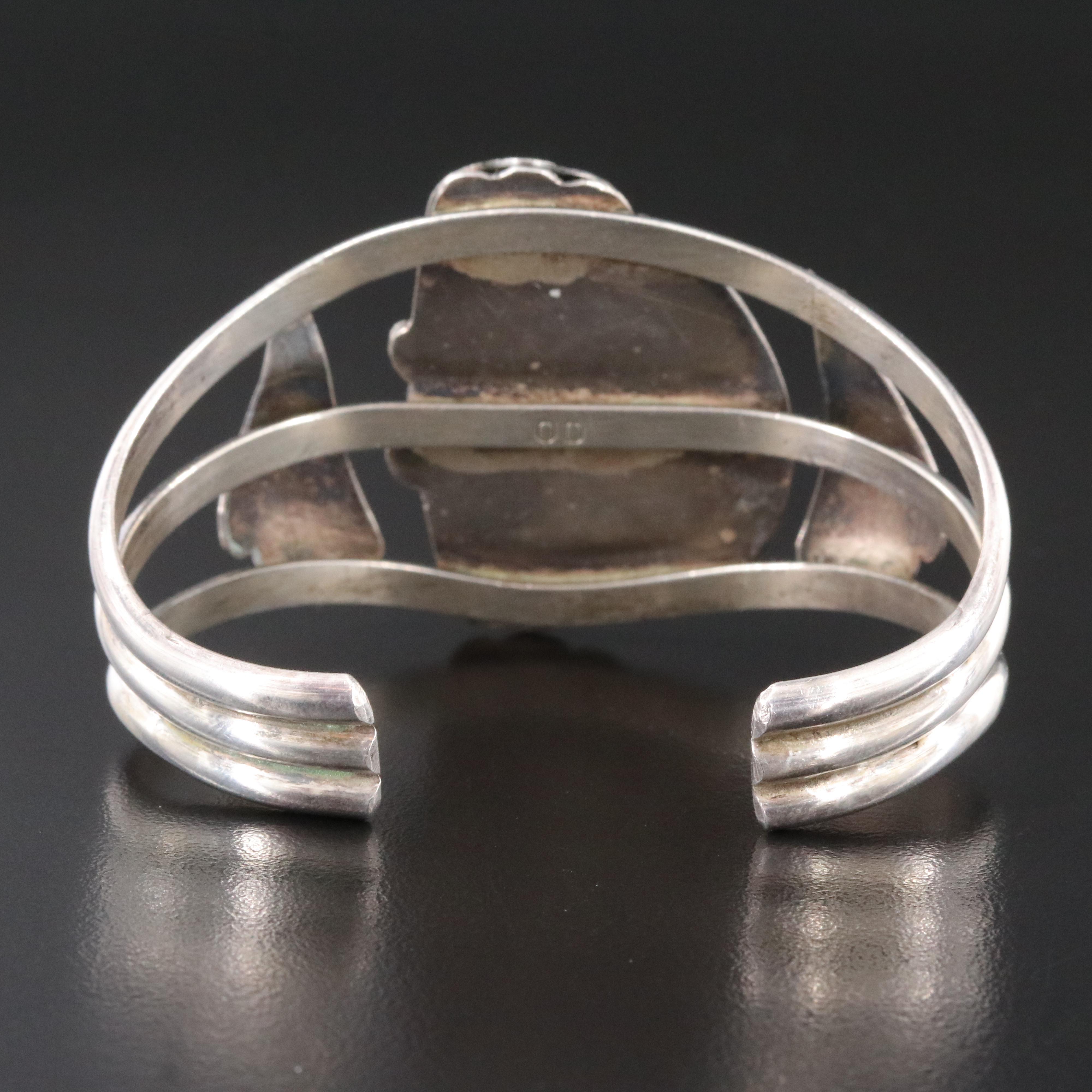 Southwestern Sterling Turquoise Appliqué Cuff Bracelet