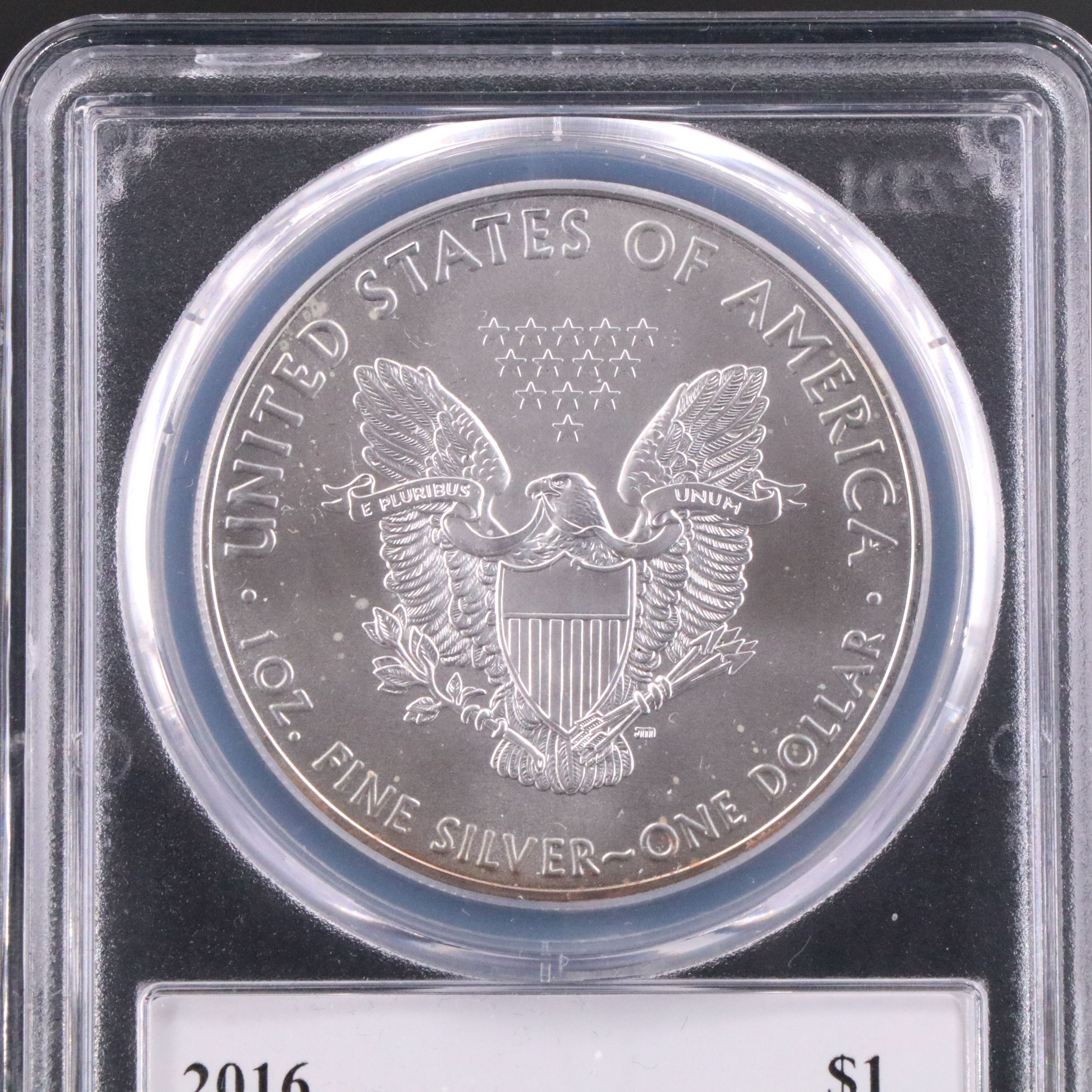 PCGS Graded MS70 2016 American Silver Eagle, Signed Slab Label