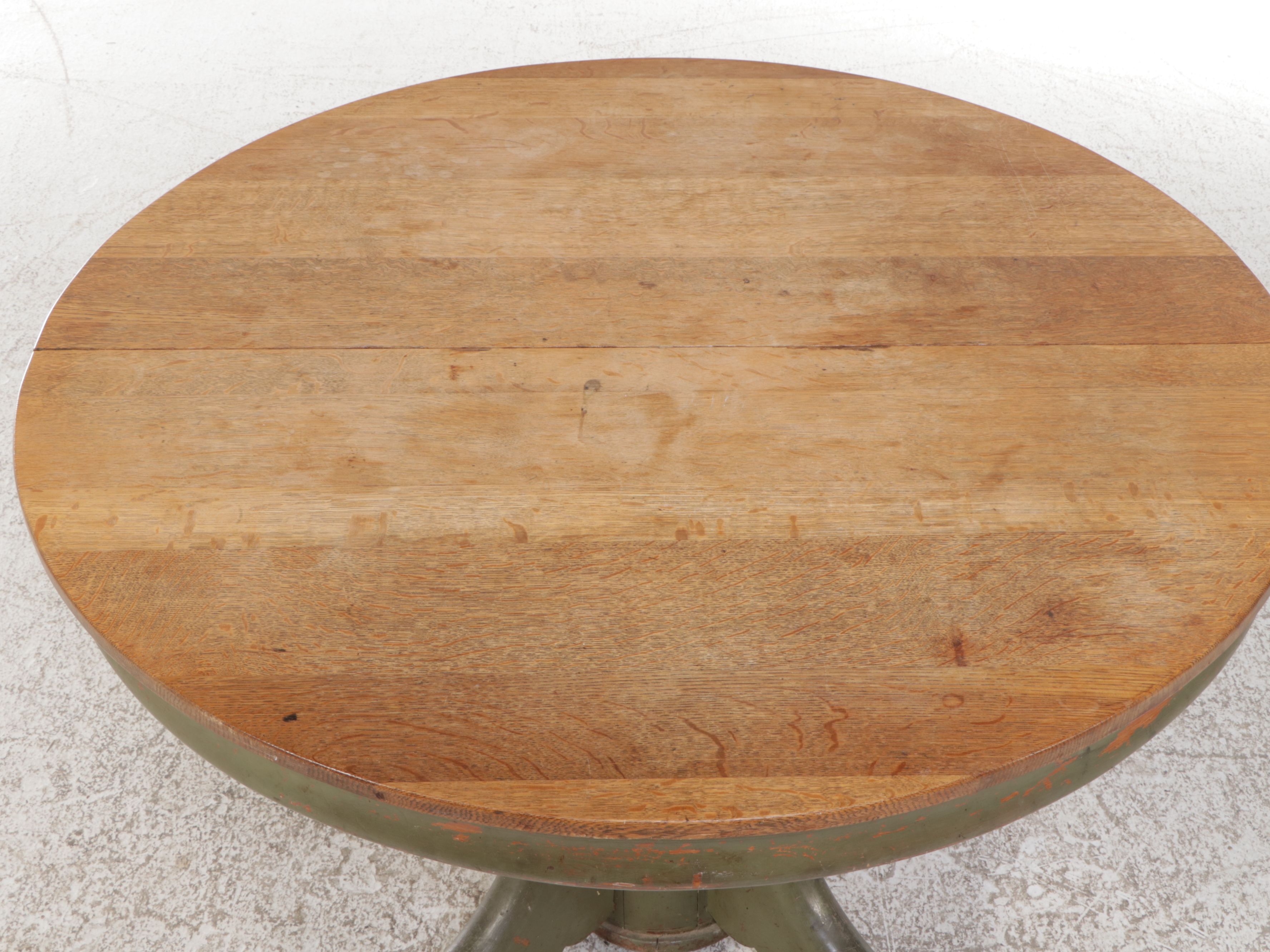 Circular Painted Oak Pedestal Dining Table