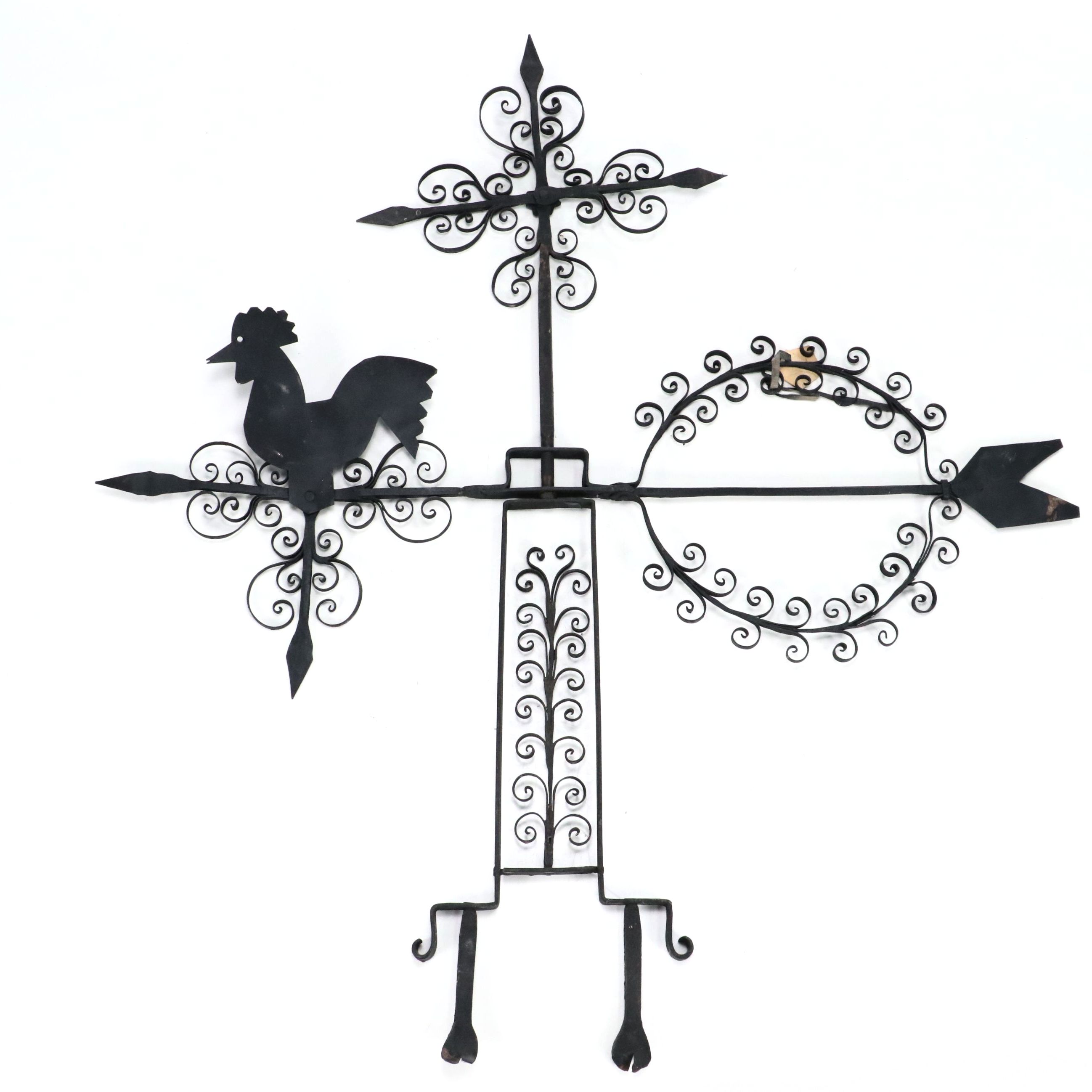Folk Art Cast Iron Rooster Weather Vane