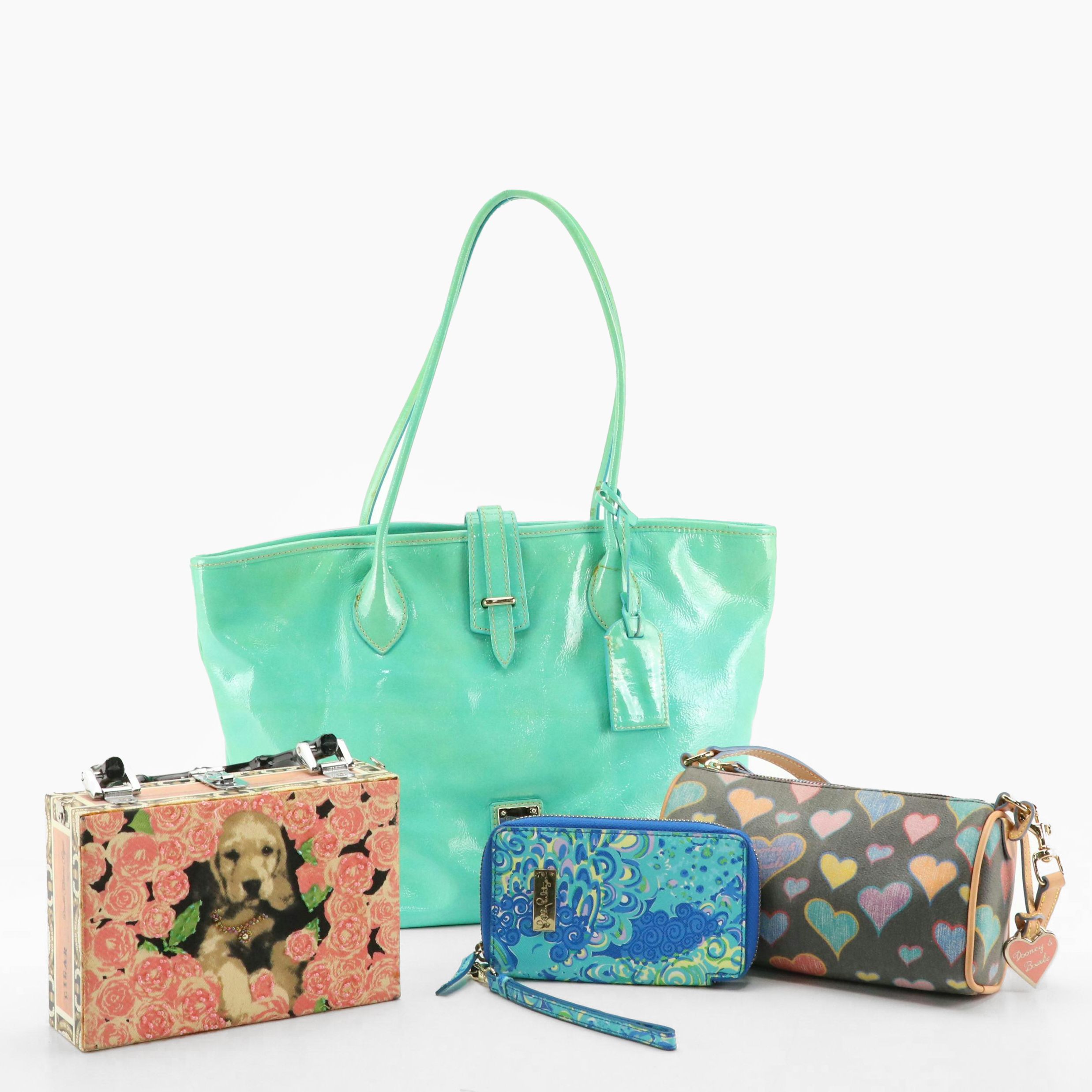 Dooney & Bourke Heart Printed Small Boston Bag and Patent Leather Tote With More