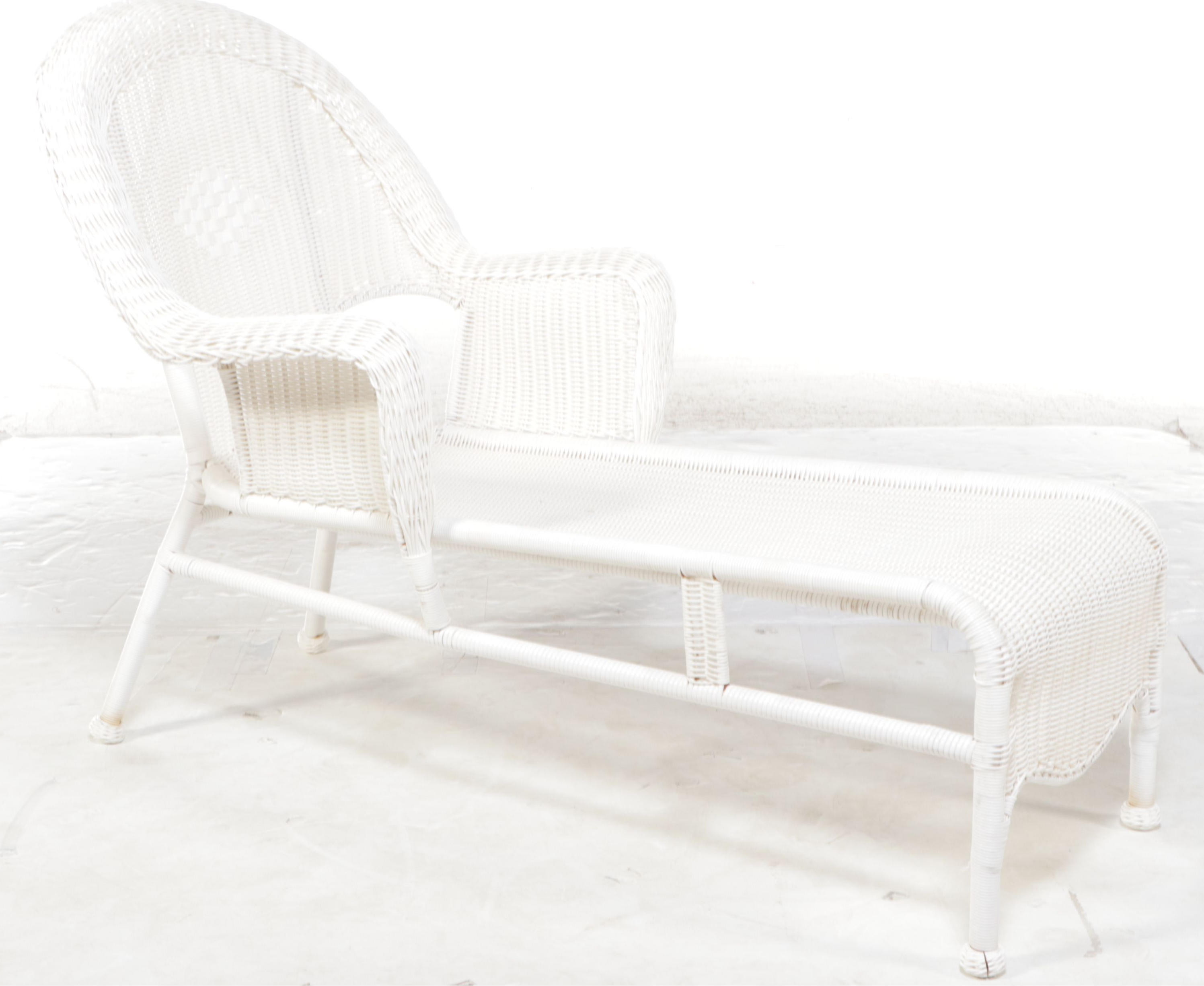 Pair of Hampton Bay Faux Rattan Wicker Chaise Lounge Chairs