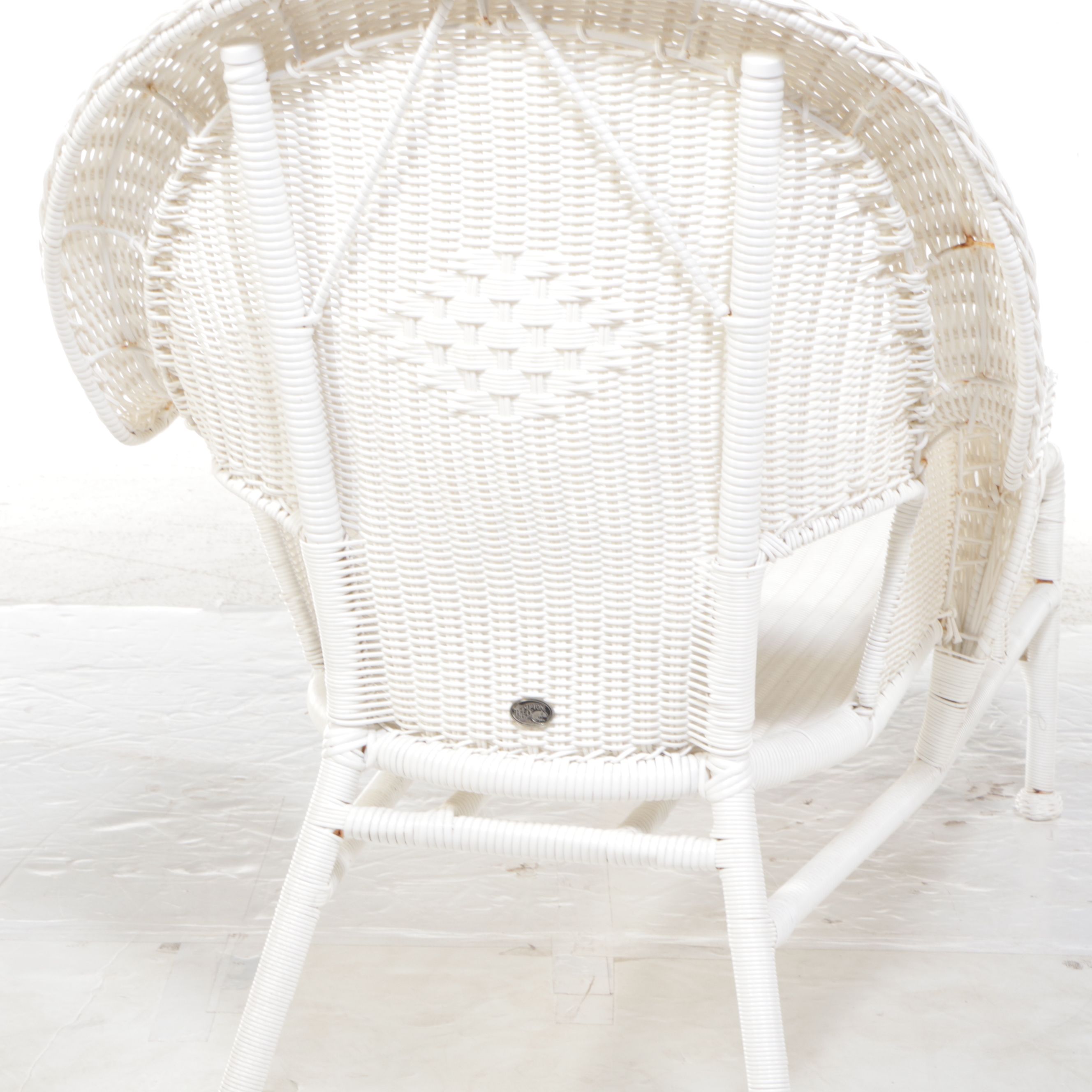 Pair of Hampton Bay Faux Rattan Wicker Chaise Lounge Chairs