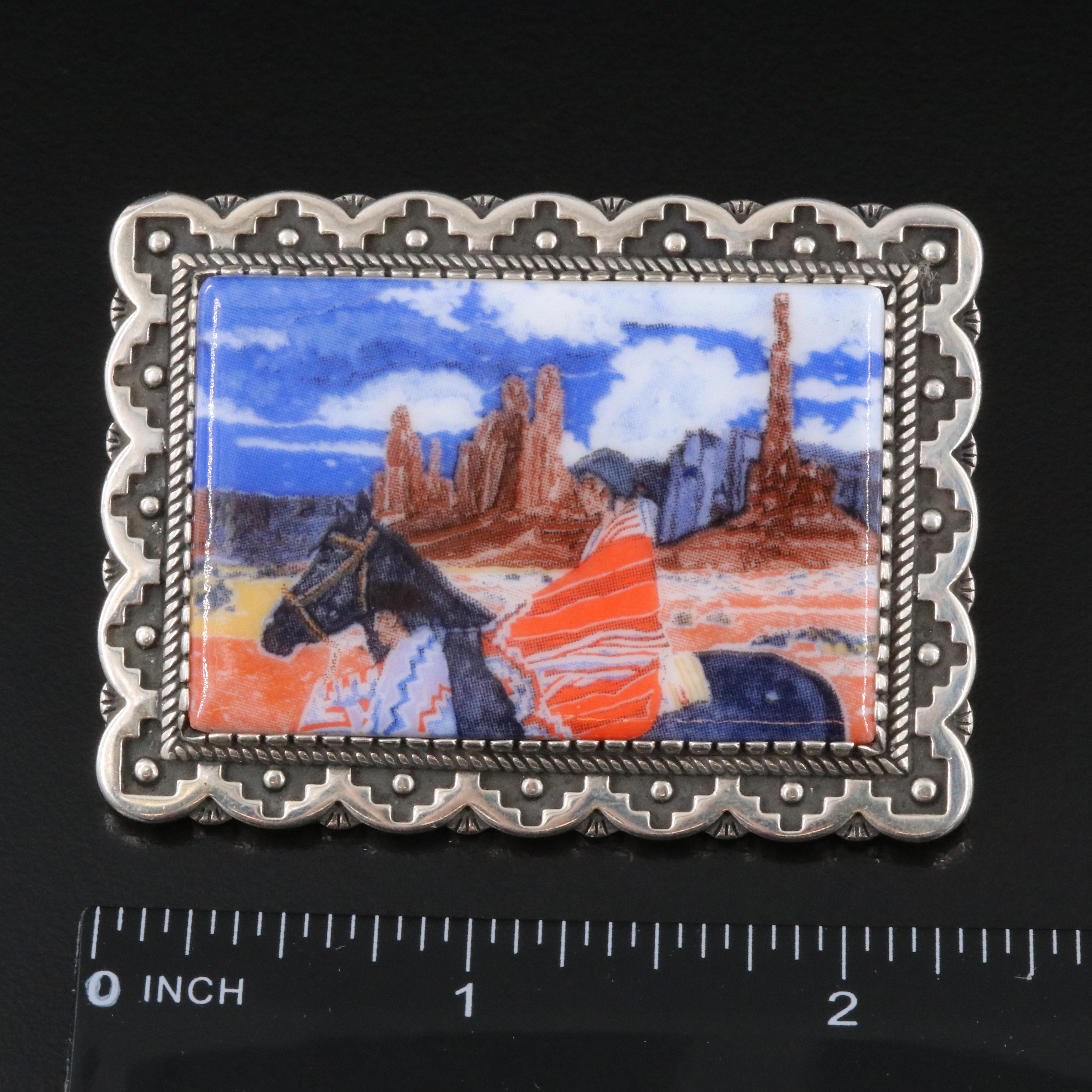 Amado M. Peña Jr. Pascua Yaqui "Mestizo" Paseo El Valle Sterling  Brooch