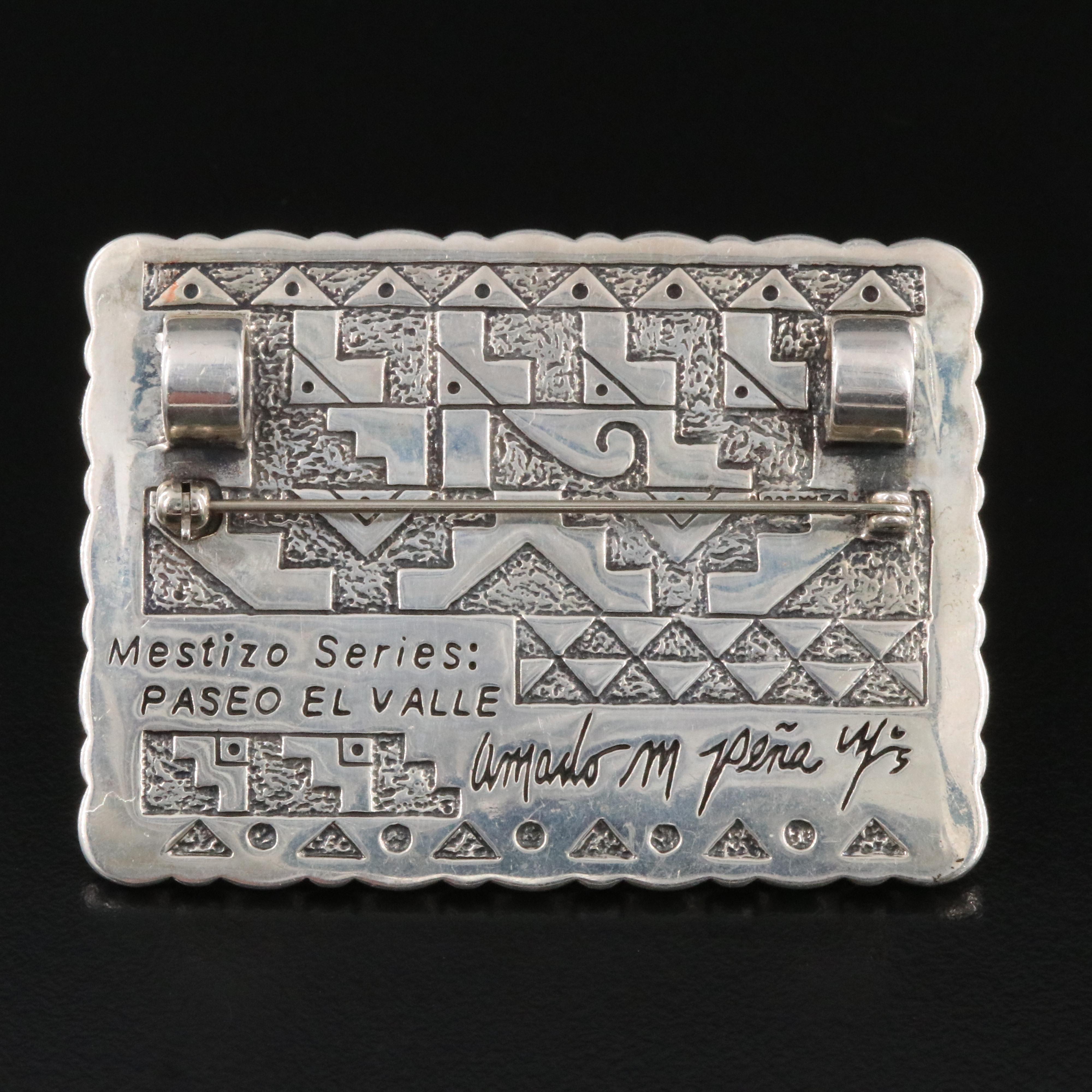 Amado M. Peña Jr. Pascua Yaqui "Mestizo" Paseo El Valle Sterling  Brooch