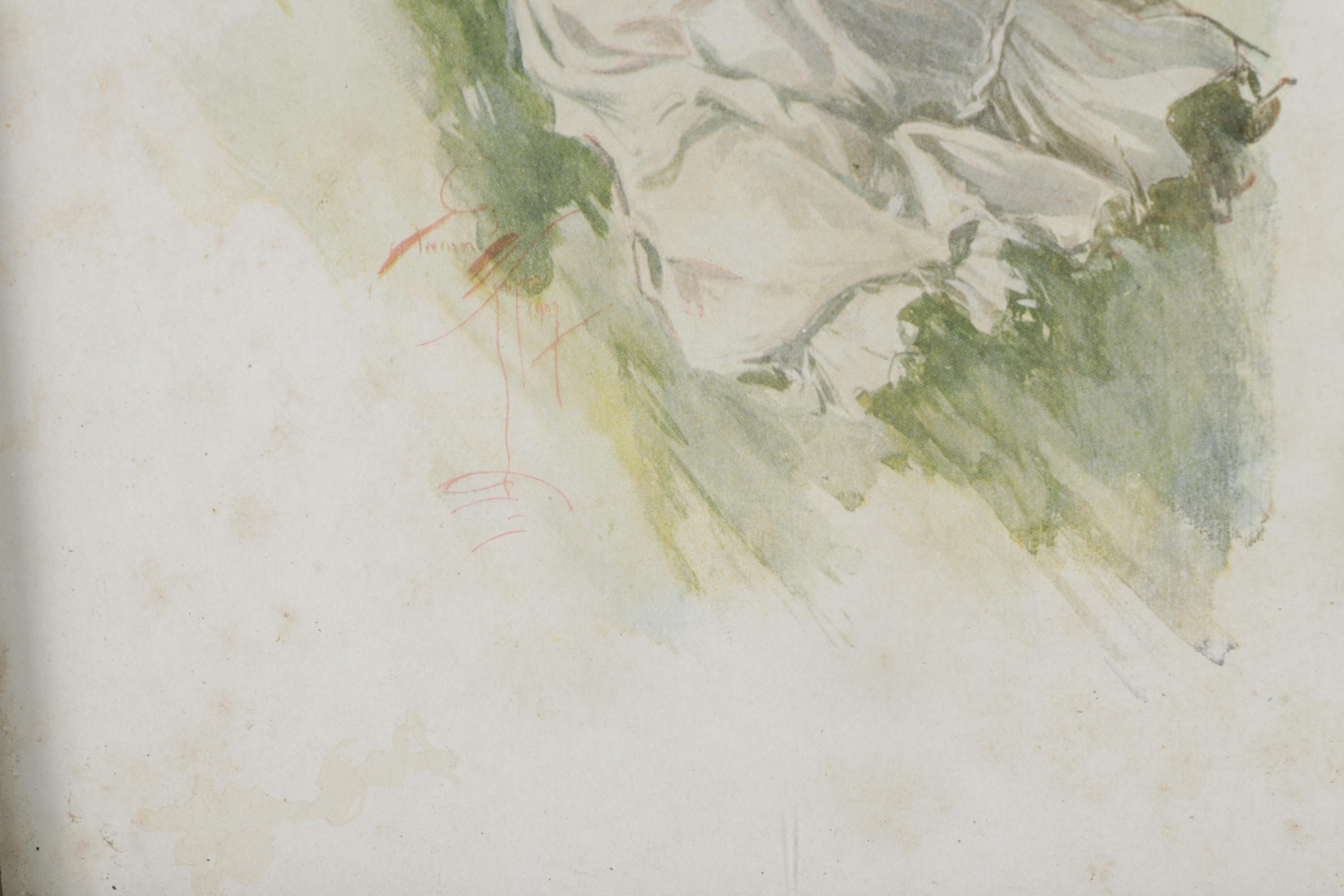 Wood Dresser Frame with Harrison Fisher Prints, Early 20th Century