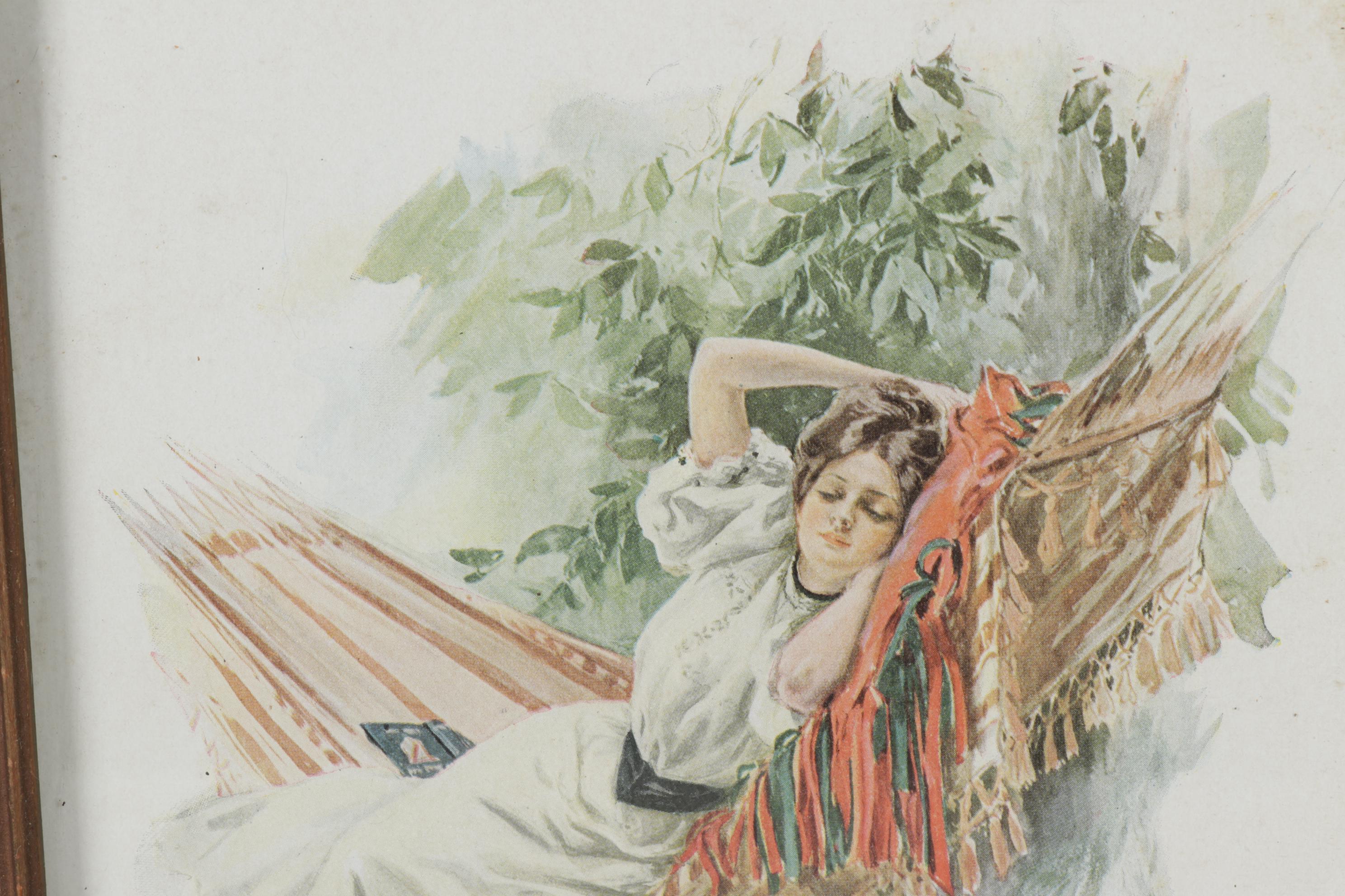 Wood Dresser Frame with Harrison Fisher Prints, Early 20th Century