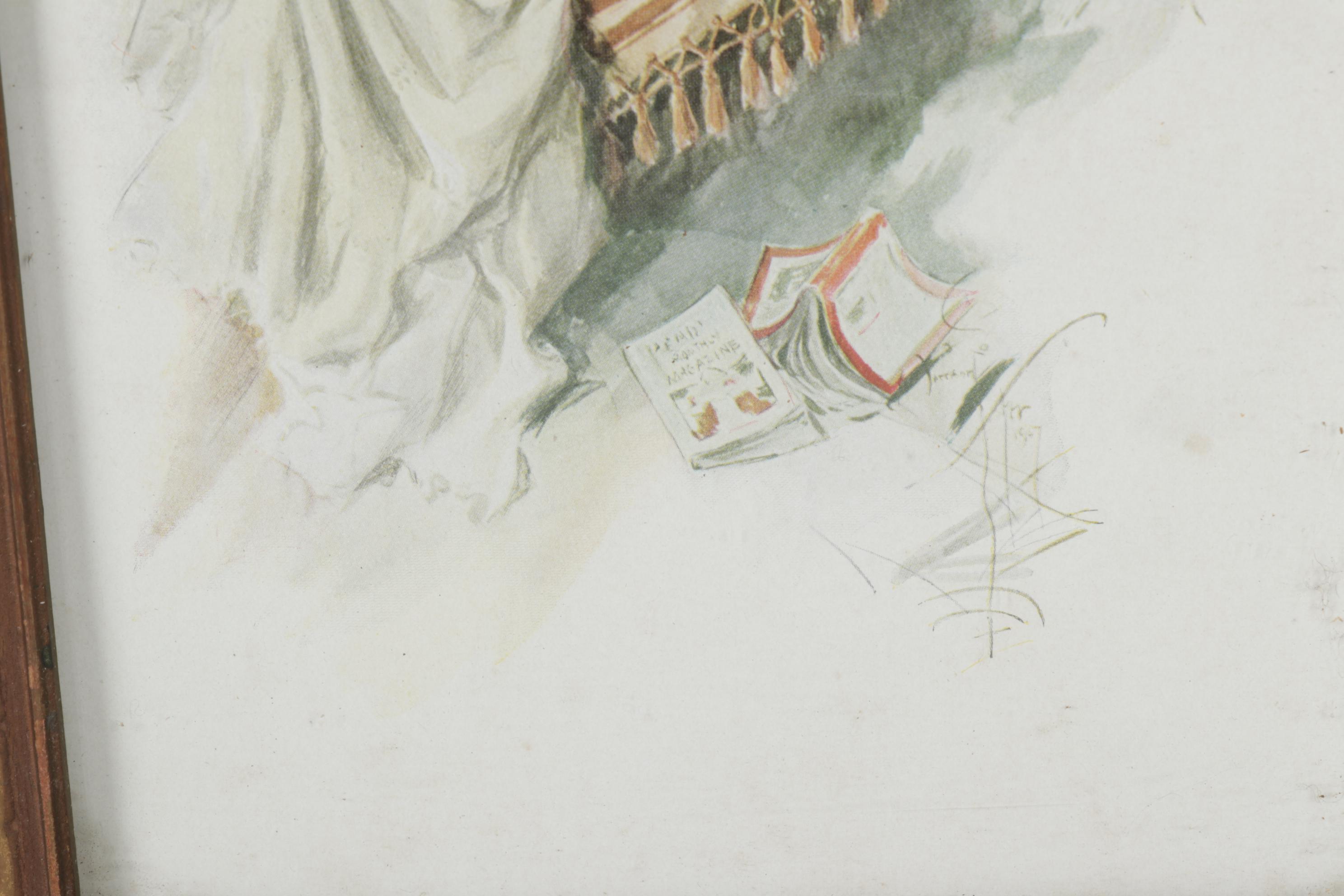 Wood Dresser Frame with Harrison Fisher Prints, Early 20th Century