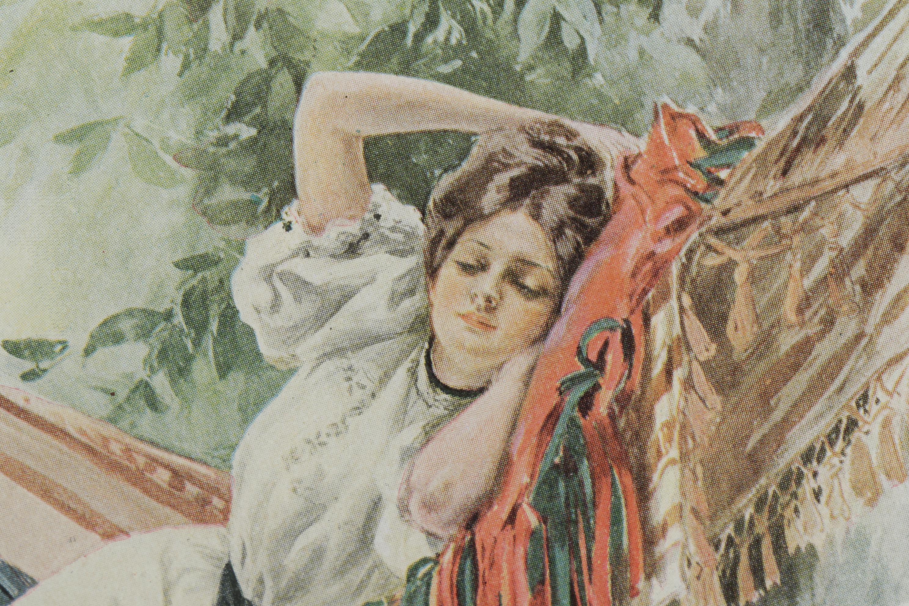 Wood Dresser Frame with Harrison Fisher Prints, Early 20th Century