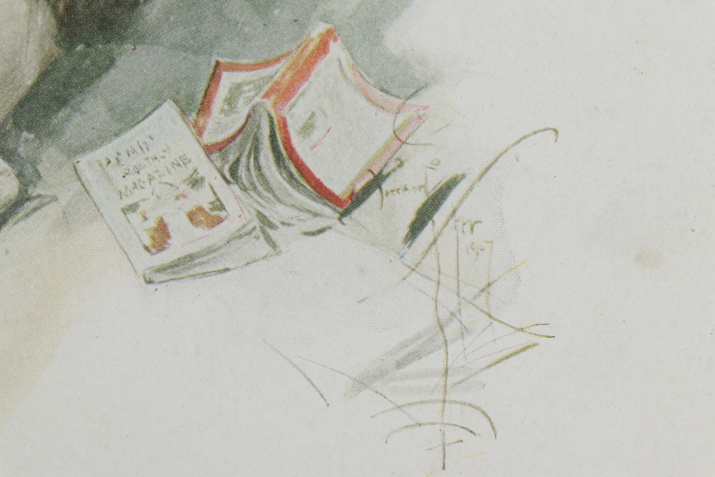 Wood Dresser Frame with Harrison Fisher Prints, Early 20th Century