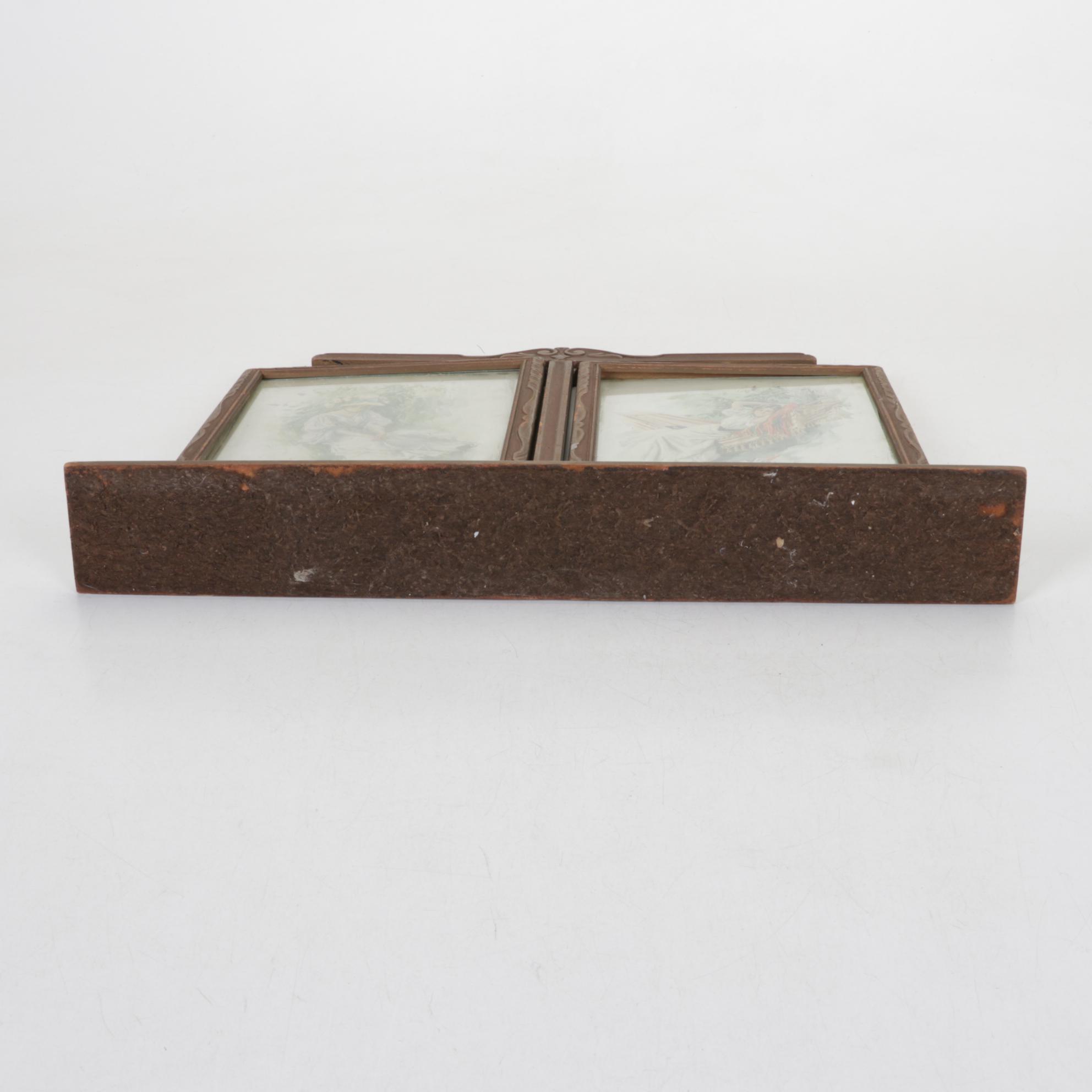 Wood Dresser Frame with Harrison Fisher Prints, Early 20th Century