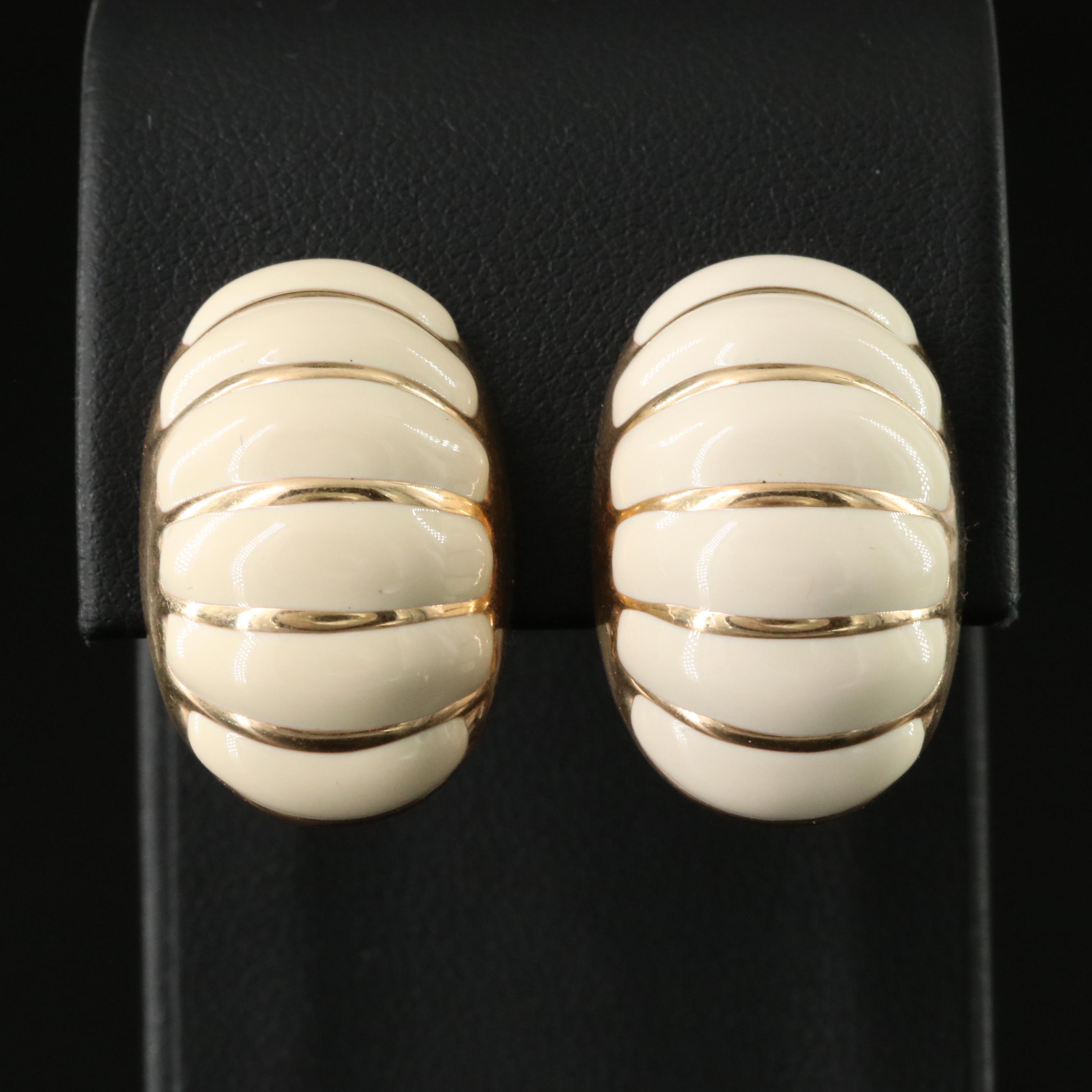 14K Enamel Striped Drop Earrings