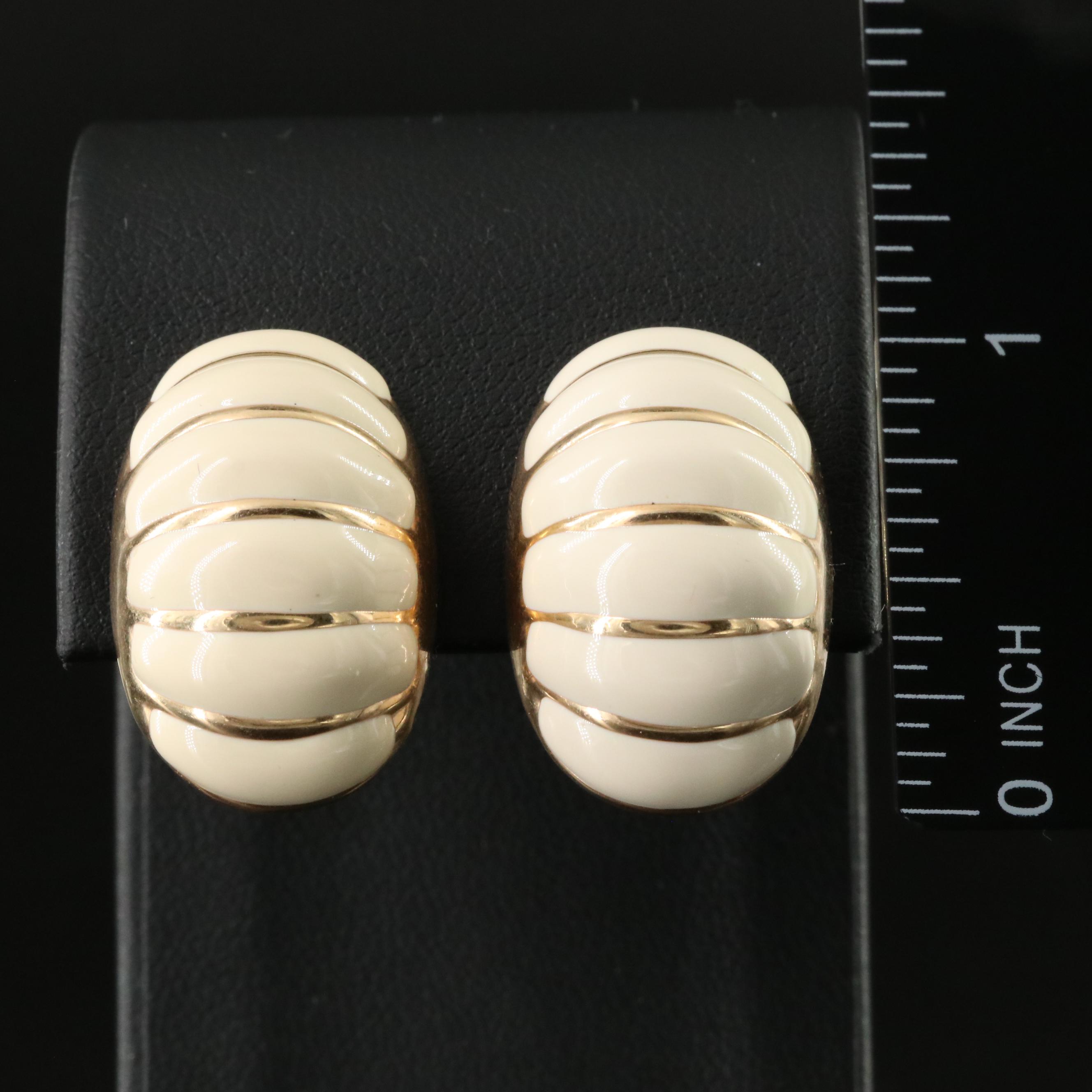 14K Enamel Striped Drop Earrings