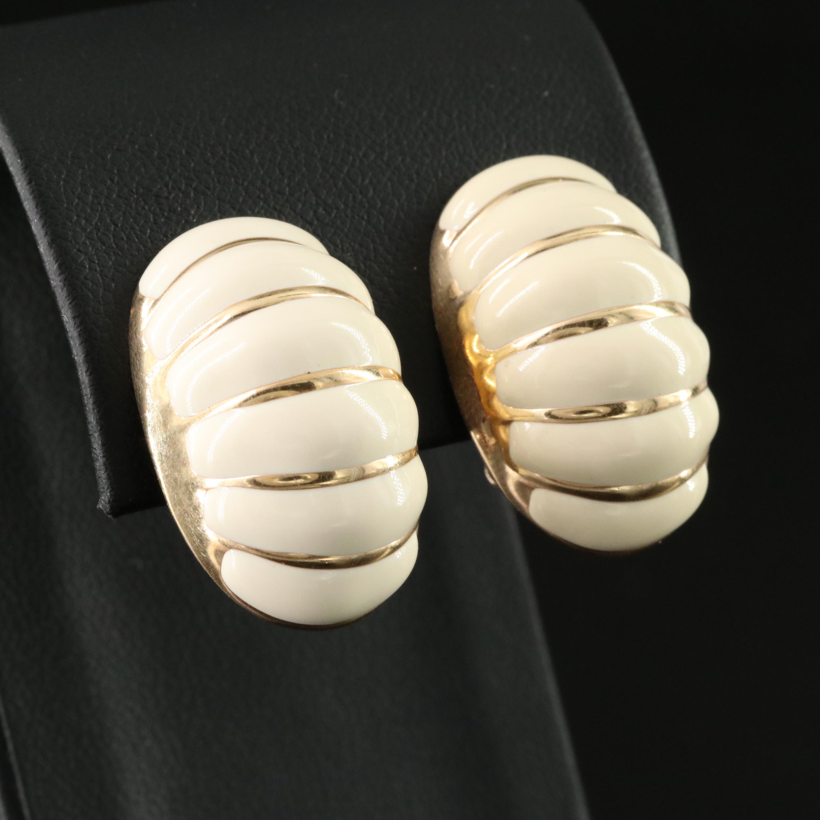 14K Enamel Striped Drop Earrings