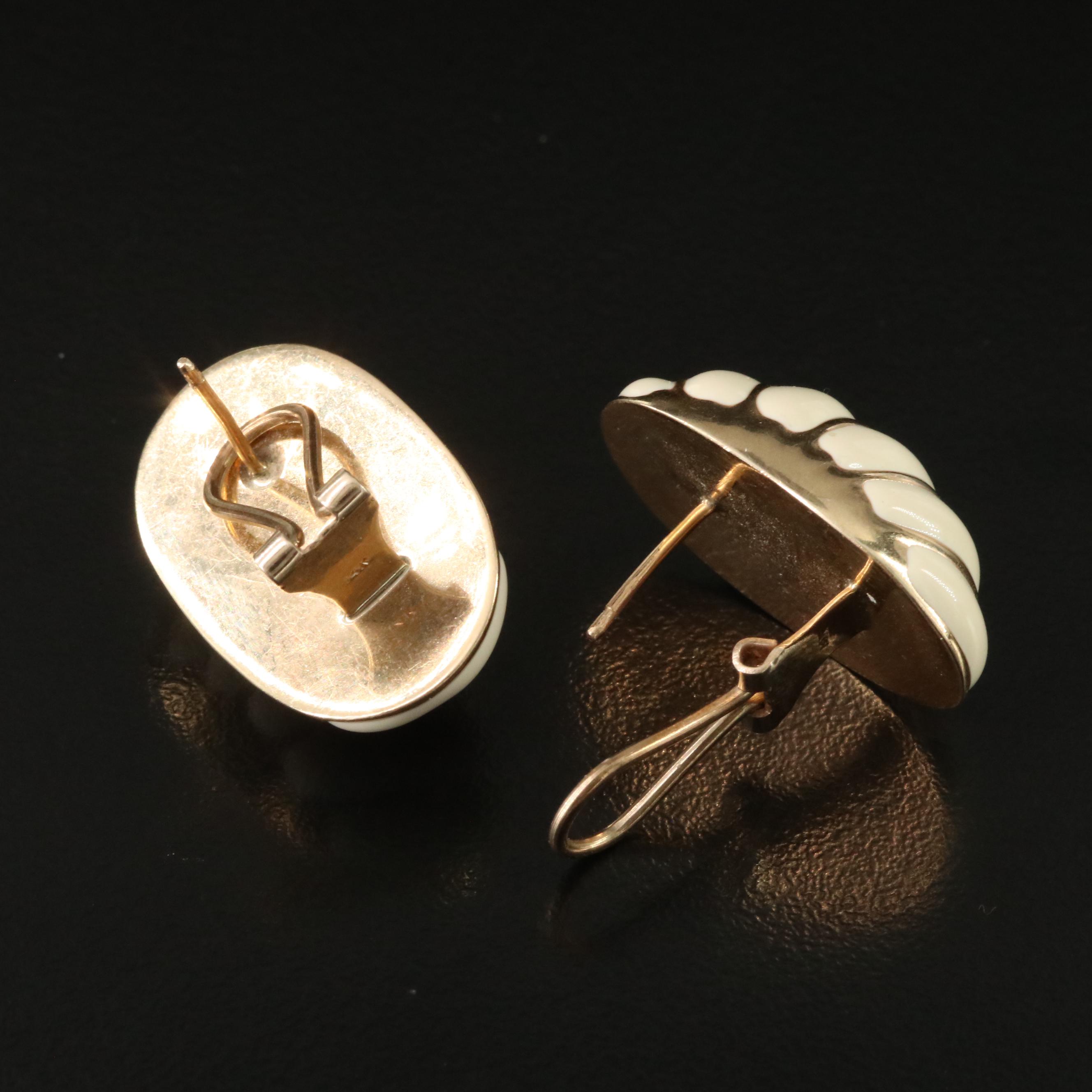 14K Enamel Striped Drop Earrings