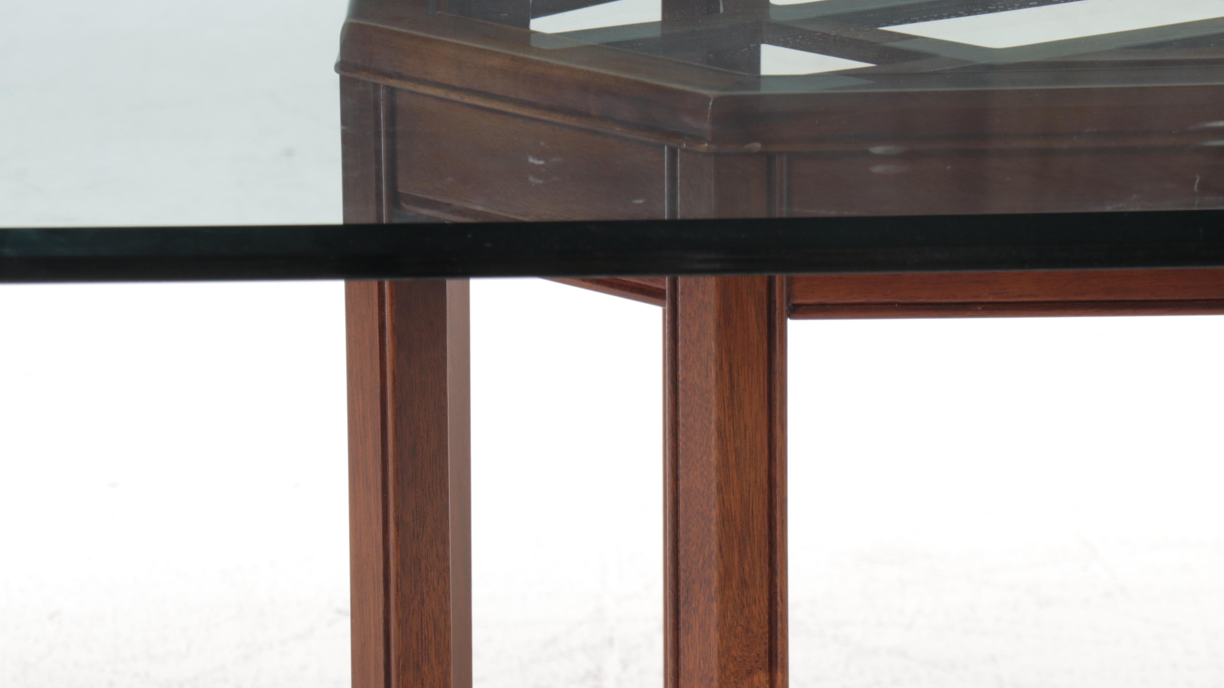 Drexel-Heritage Seven-Piece Mahogany Dining Set with Glass Top Table