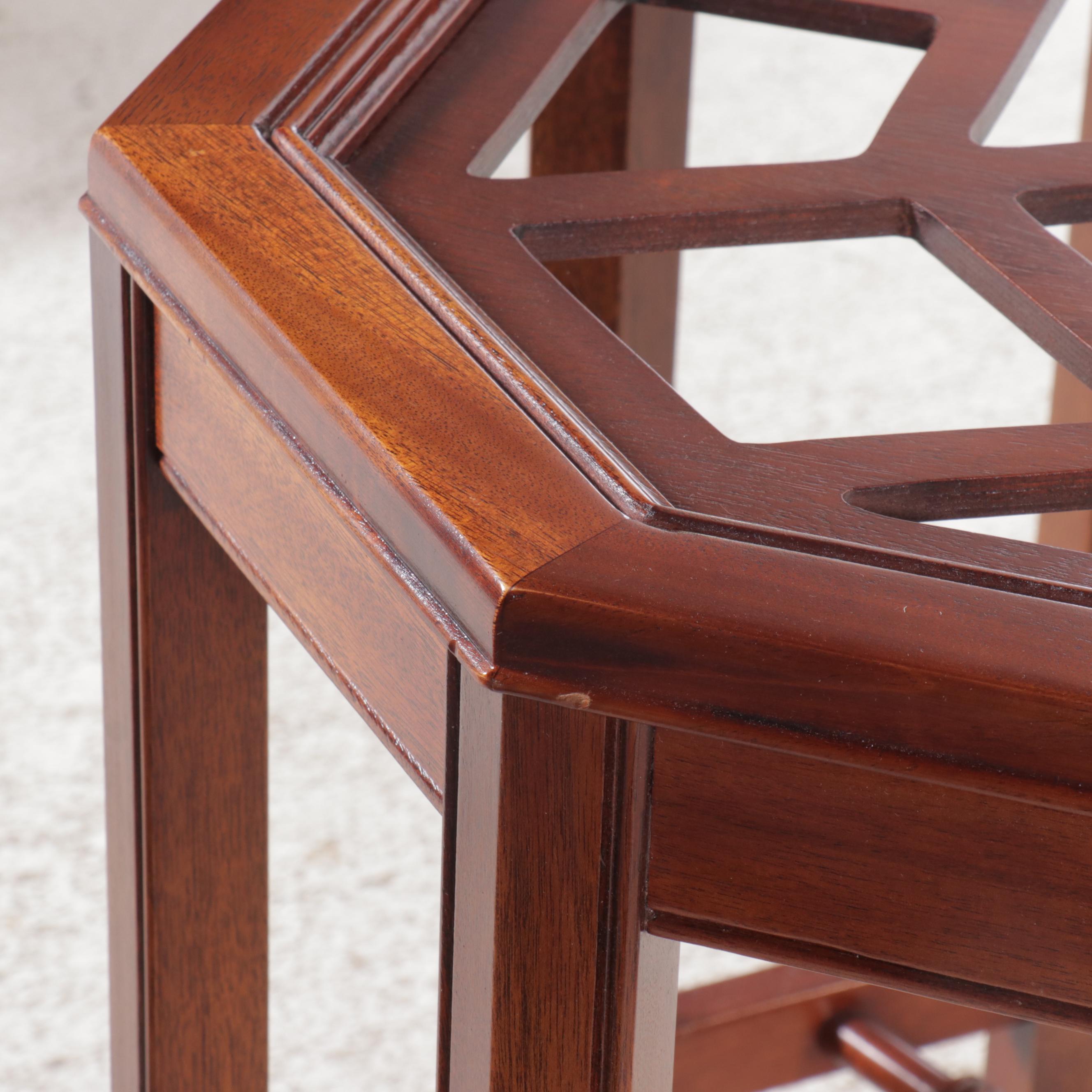 Drexel-Heritage Seven-Piece Mahogany Dining Set with Glass Top Table