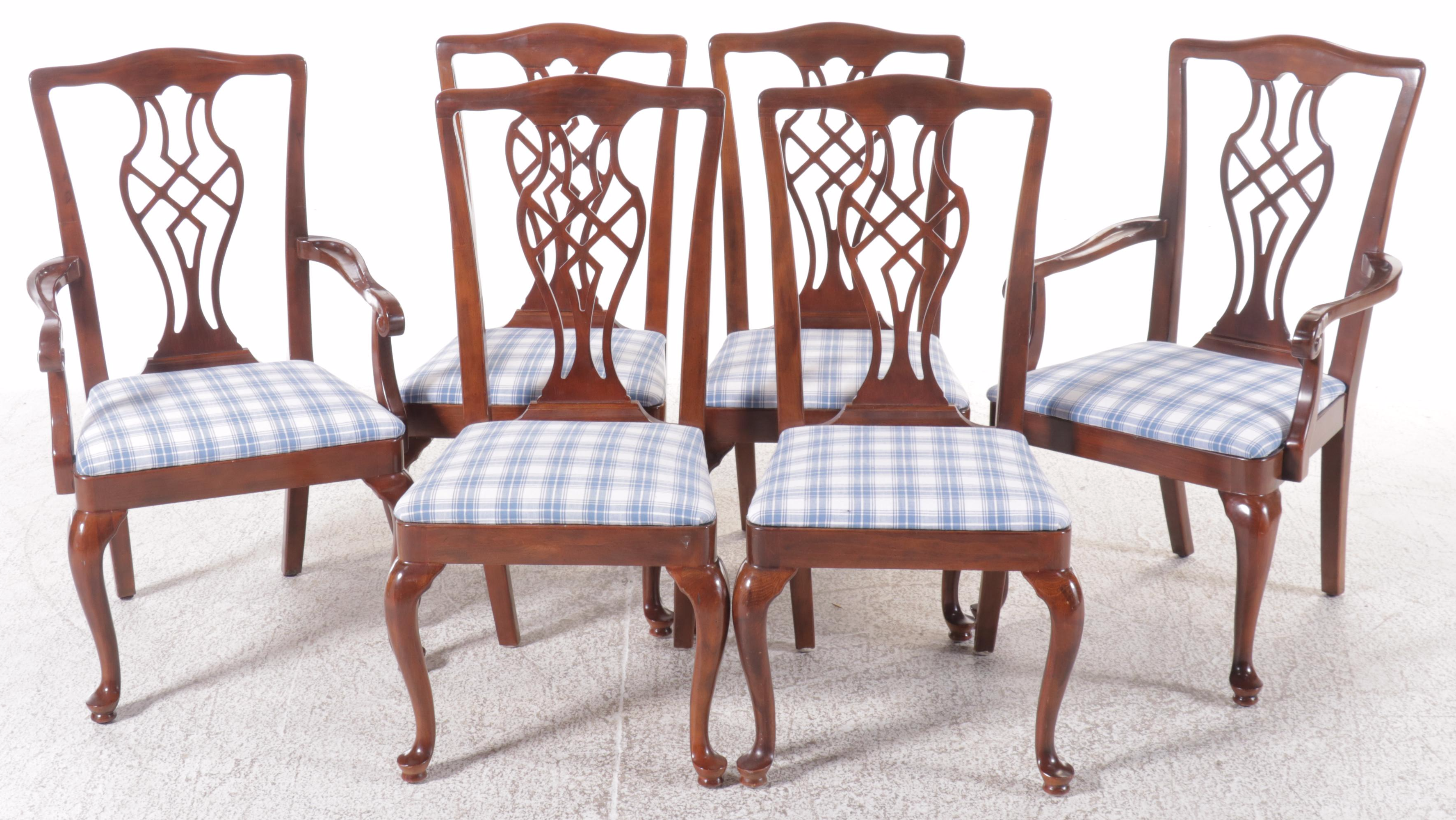 Drexel-Heritage Seven-Piece Mahogany Dining Set with Glass Top Table